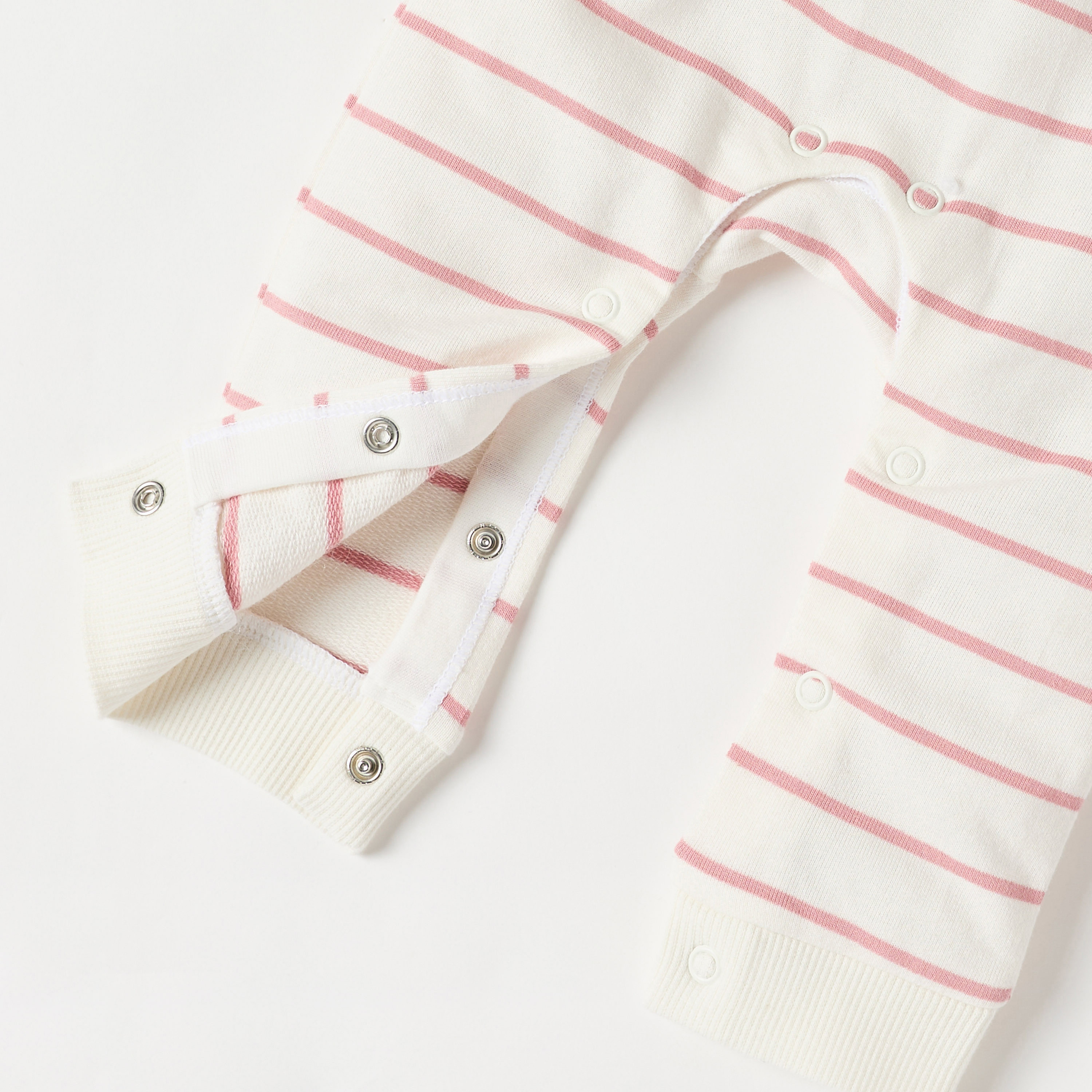 Juniors Striped Sleepsuit with Bunny Applique and Long Sleeves-baby-girls-clothing-nightwear-sleepsuits-image-4