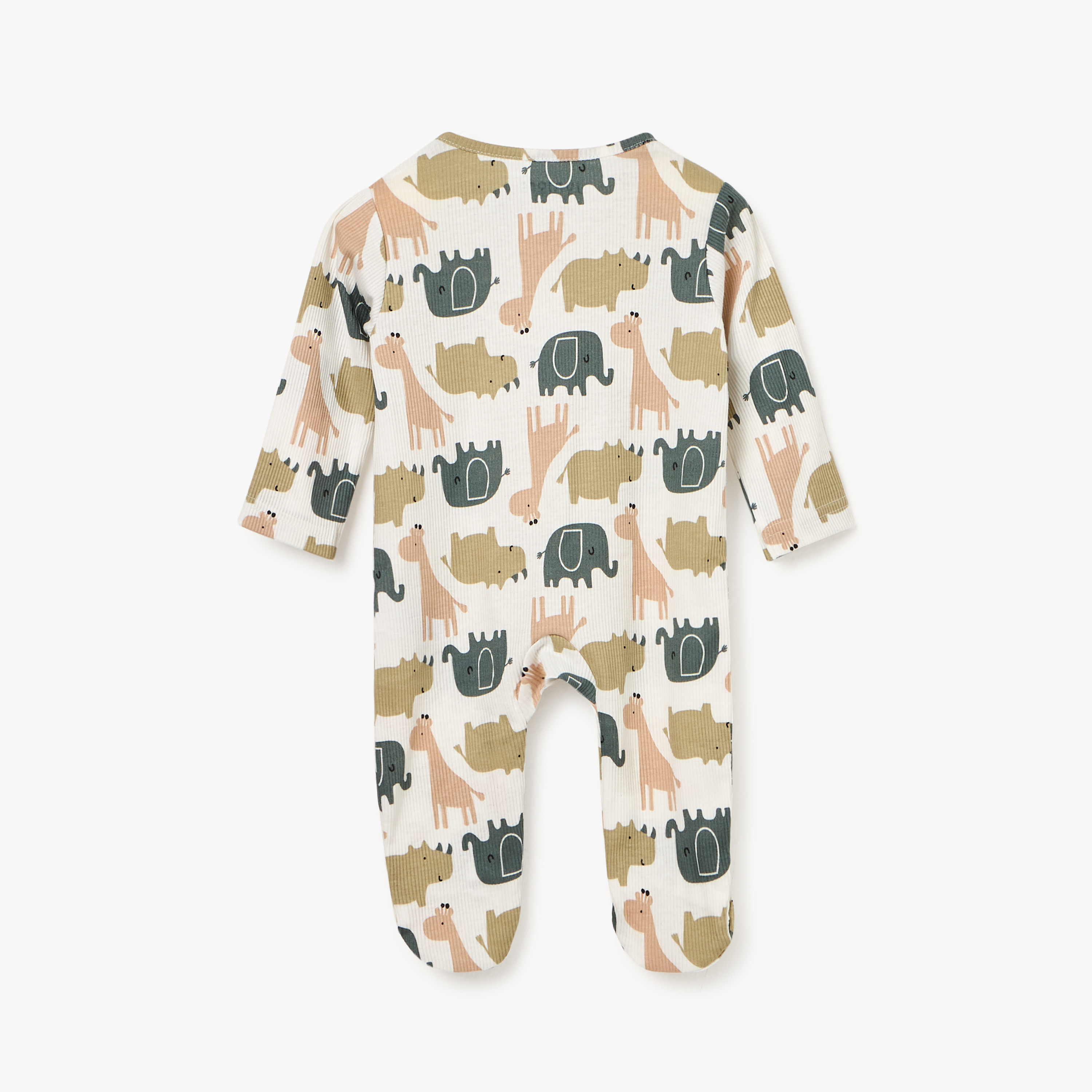 Juniors Animal Print Sleepsuit with Long Sleeves and Zip Closure-baby-boys-clothing-nightwear-sleepsuits-image-2