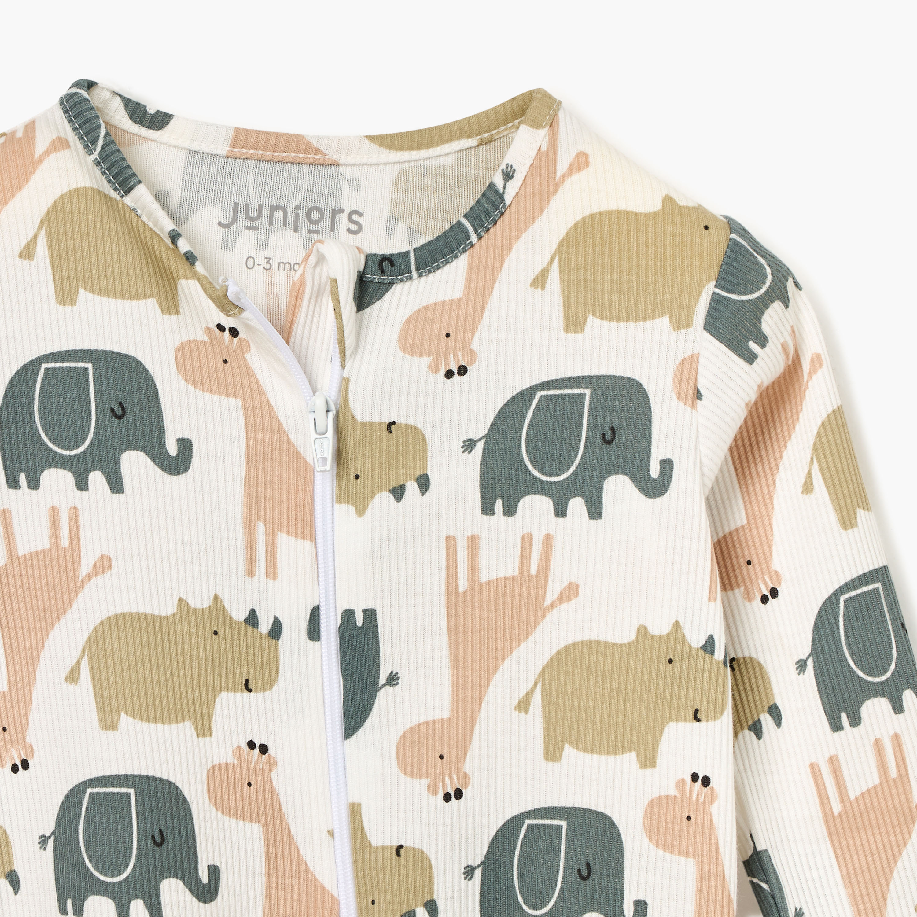 Juniors Animal Print Sleepsuit with Long Sleeves and Zip Closure-baby-boys-clothing-nightwear-sleepsuits-image-3