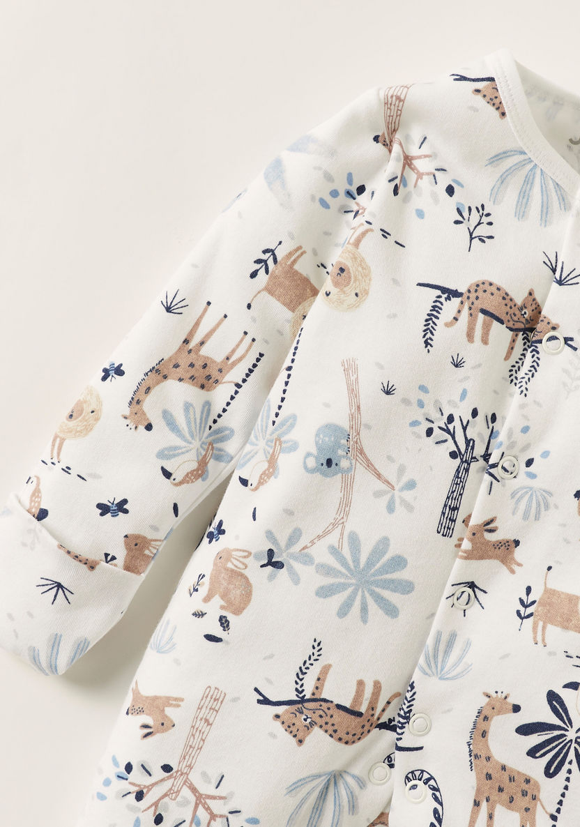 Juniors Animal Print Closed Feet Sleepsuit with Long Sleeves-Sleepsuits-image-1