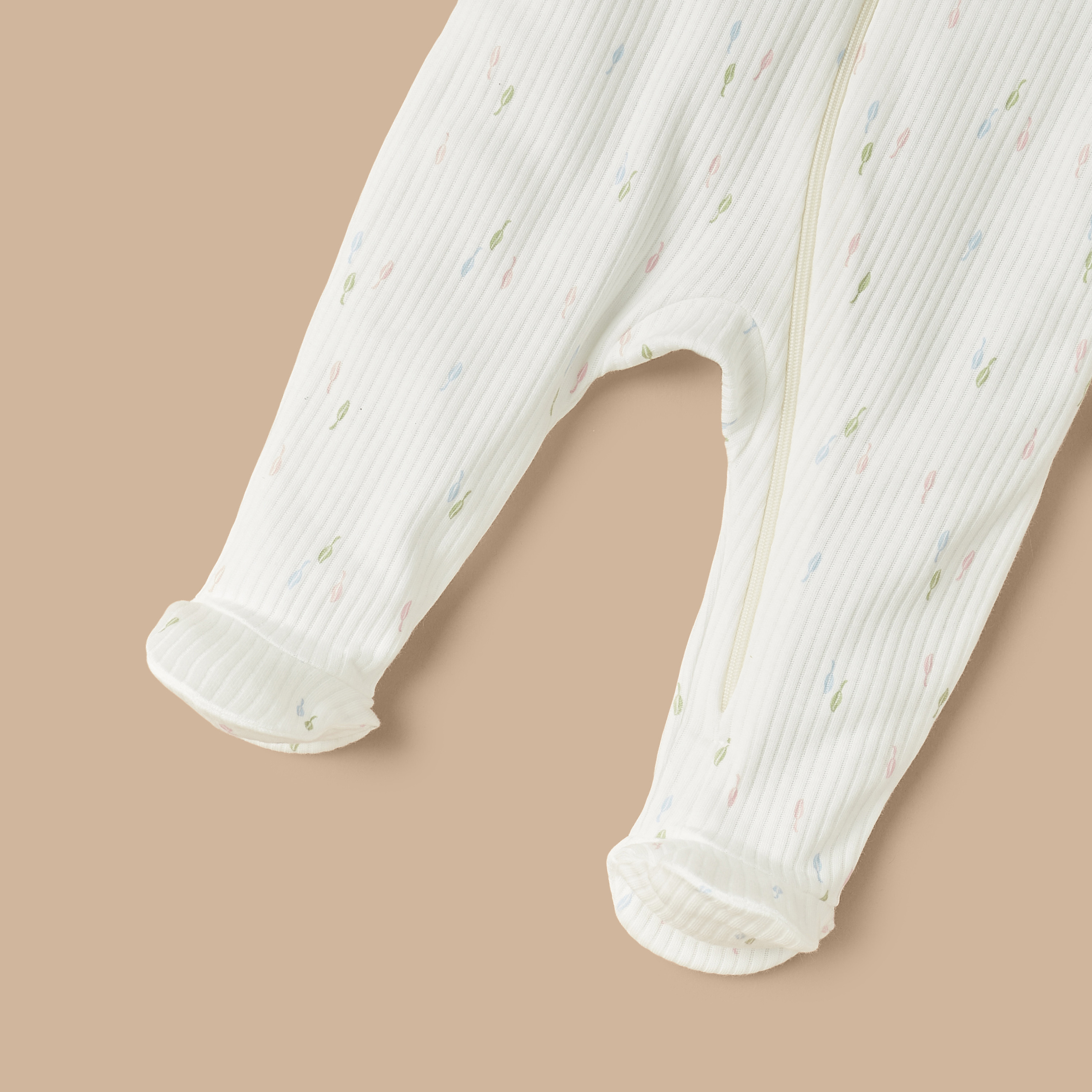 Juniors Floral Print Ribbed Closed Feet Sleepsuit with Cap-baby-girls-clothing-nightwear-sleepsuits-image-5