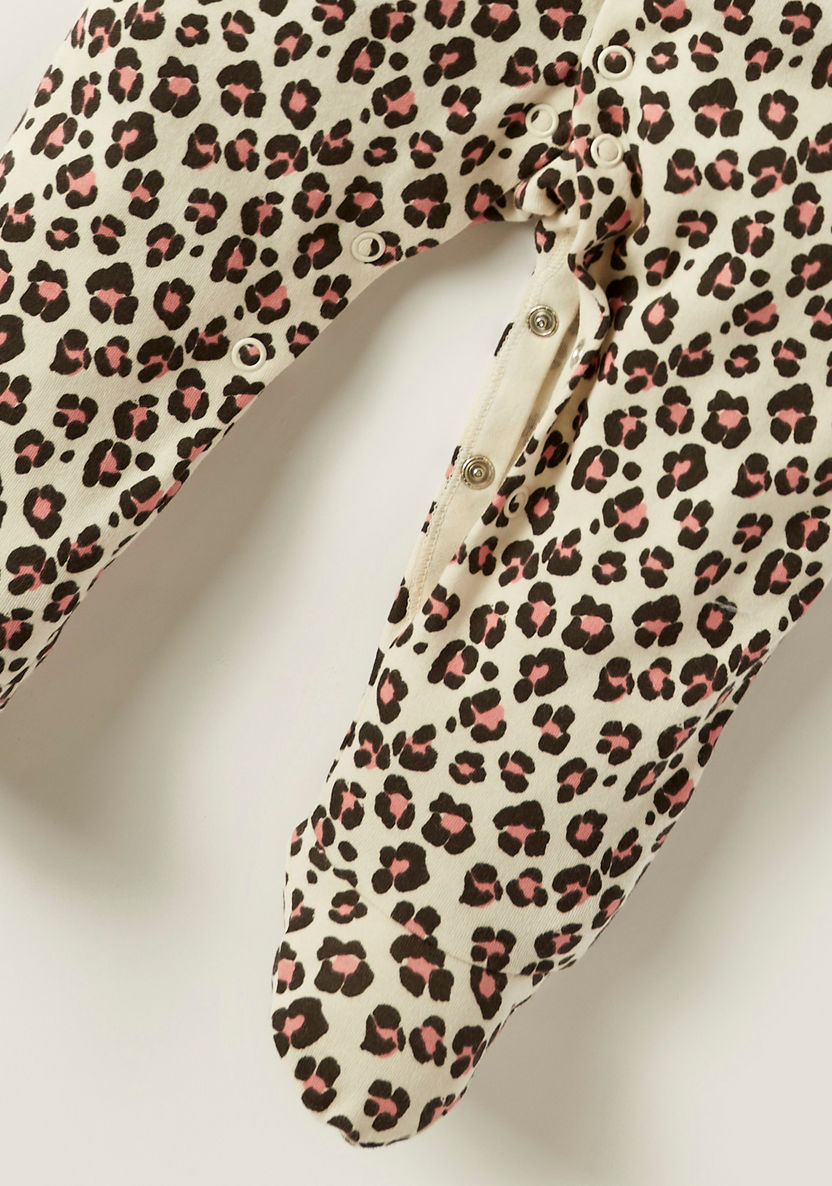 Juniors Leopard Print Closed Feet Sleepsuit with Long Sleeves-Sleepsuits-image-2