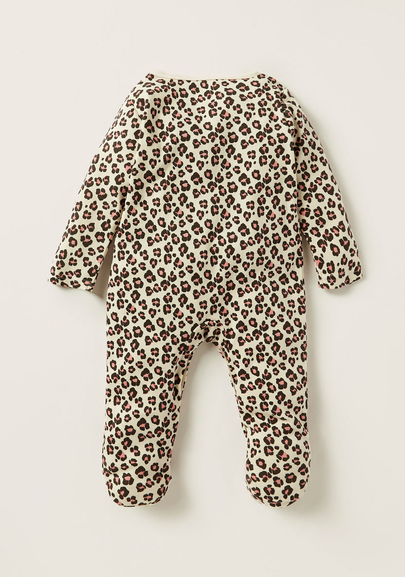Juniors Leopard Print Closed Feet Sleepsuit with Long Sleeves-Sleepsuits-image-3