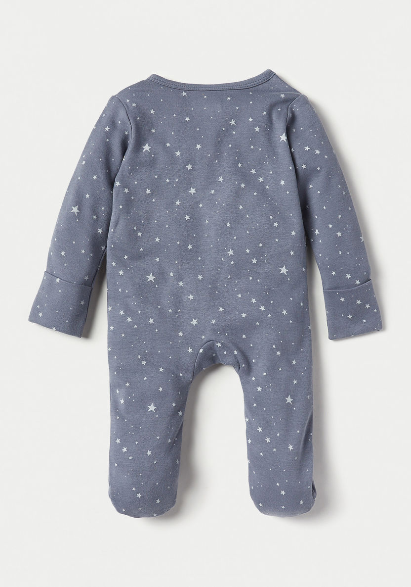 Juniors Star Print Zip Through Sleepsuit with Long Sleeves-Sleepsuits-image-3