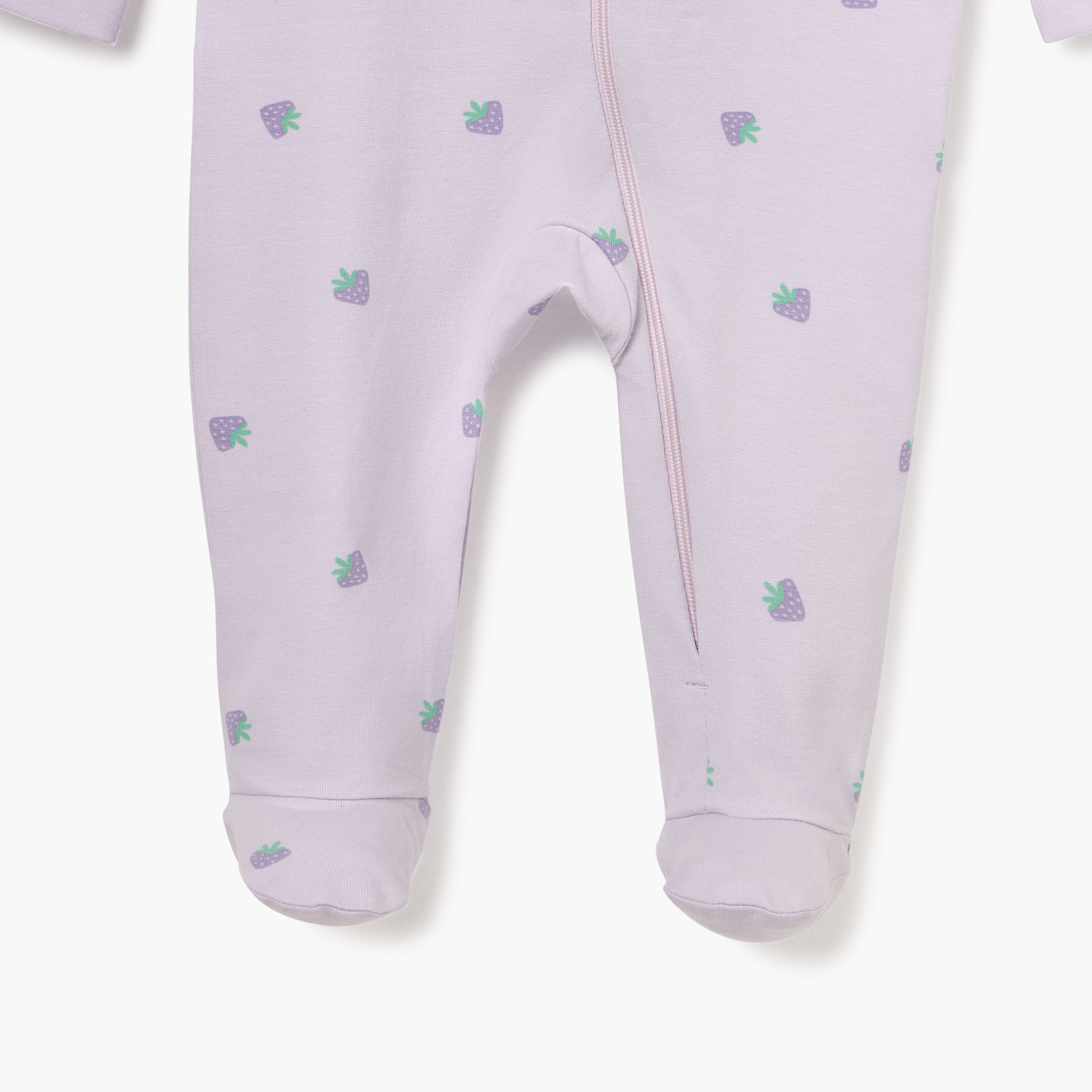 Juniors Strawberry Print Sleepsuit with Long Sleeves and Zip Closure-baby-girls-clothing-nightwear-sleepsuits-image-4