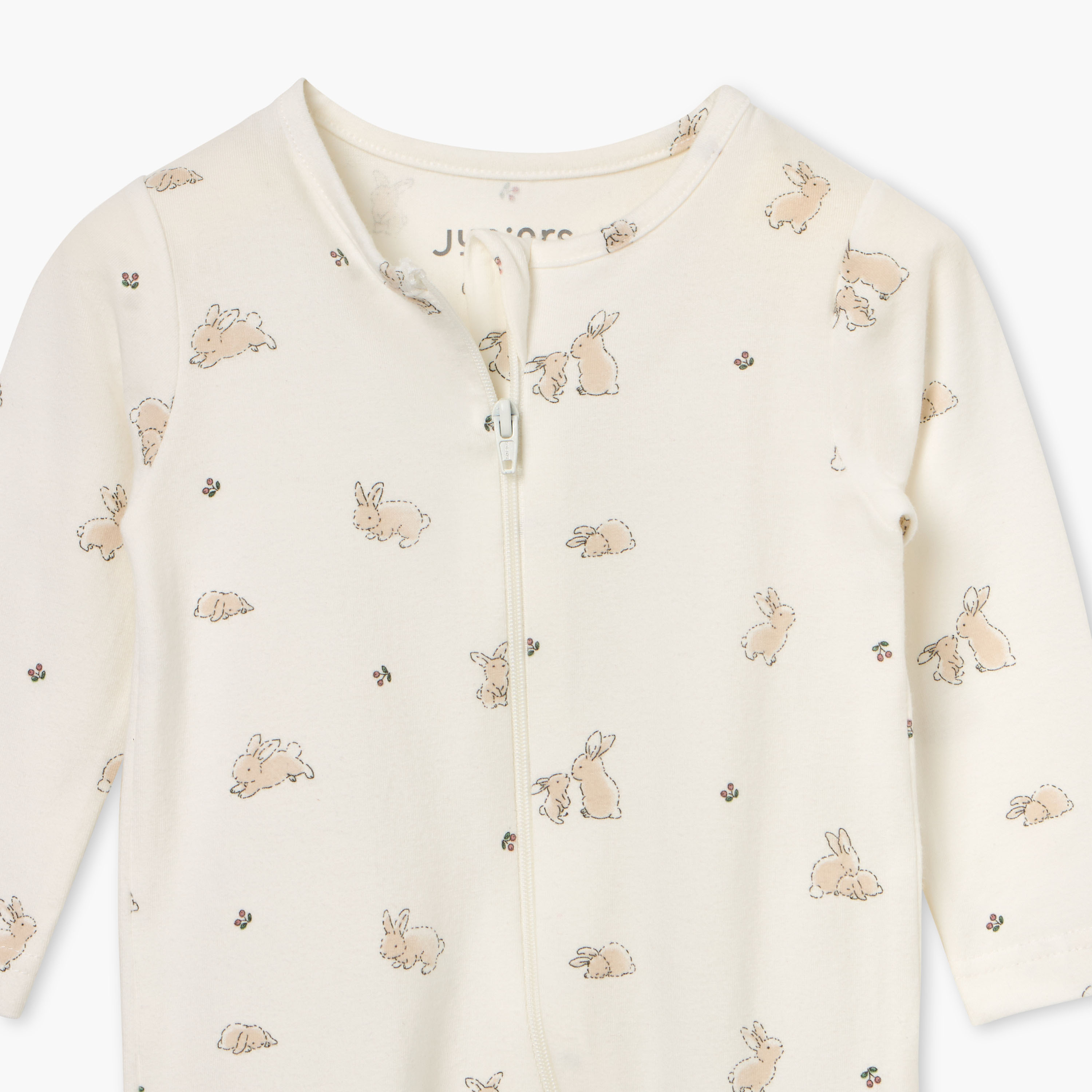 Juniors Bunny Print Sleepsuit with Long Sleeves and Zip Closure-baby-girls-clothing-nightwear-sleepsuits-image-3