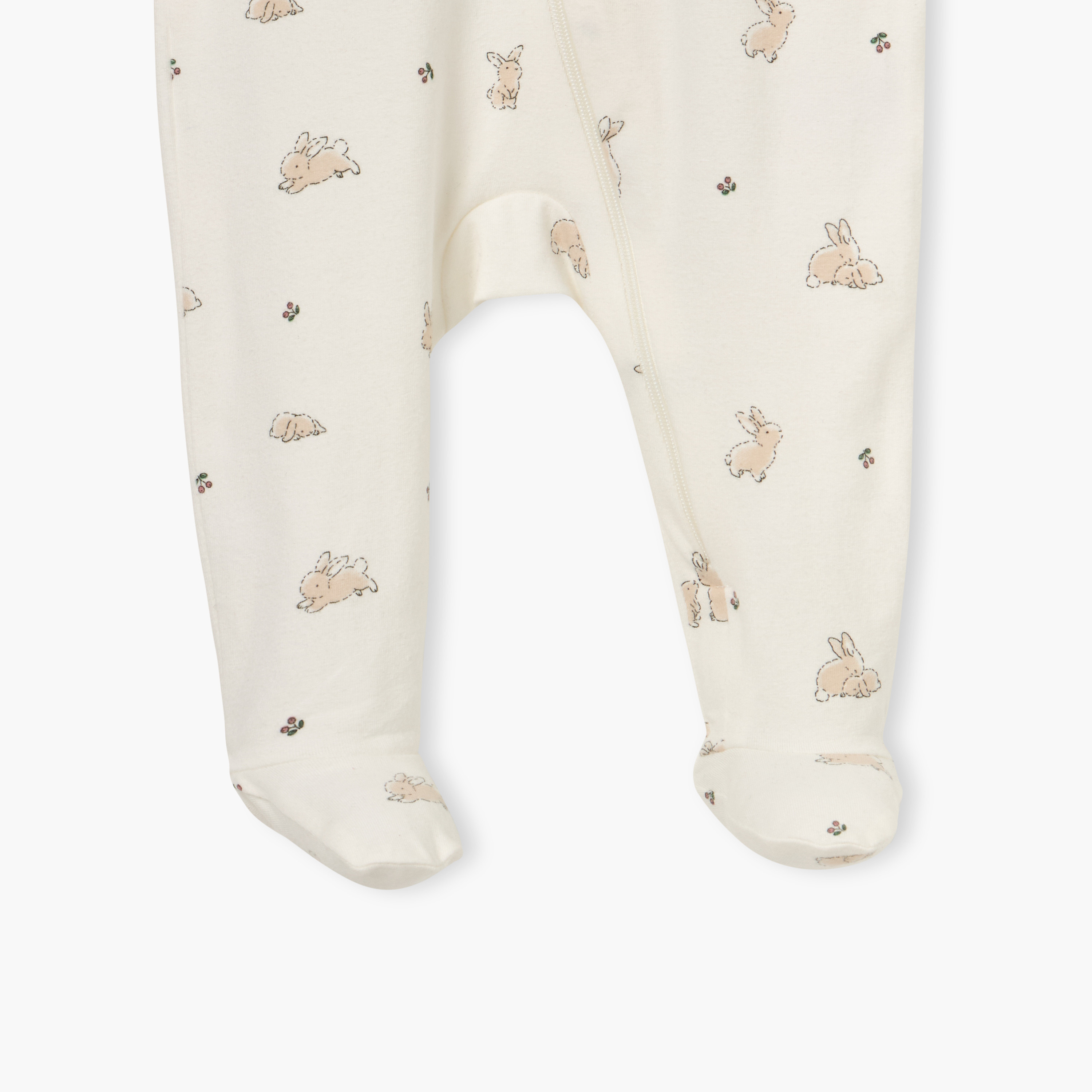 Juniors Bunny Print Sleepsuit with Long Sleeves and Zip Closure-baby-girls-clothing-nightwear-sleepsuits-image-4