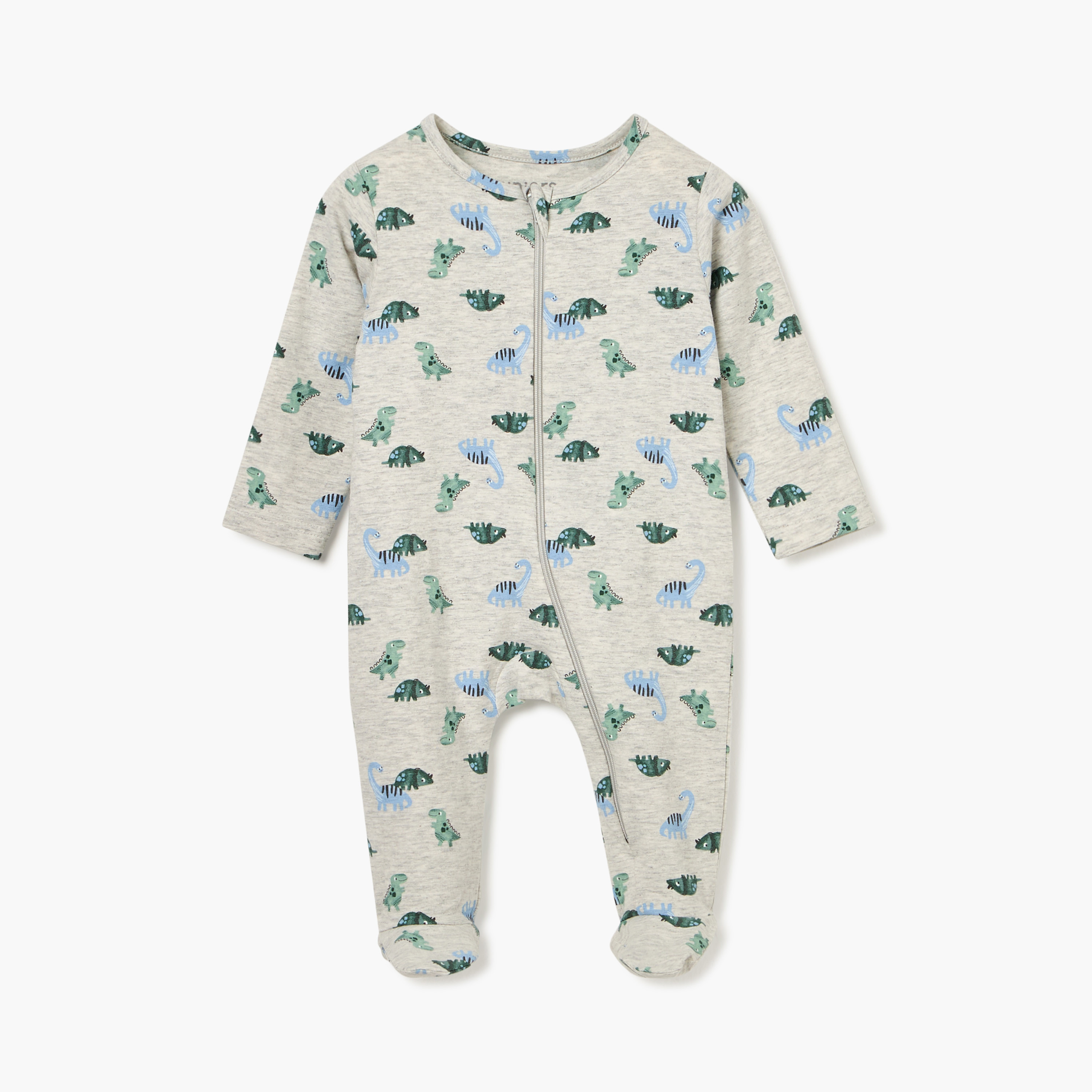 Juniors Floral Print Sleepsuit with Long Sleeves and Zip Closure-baby-girls-clothing-nightwear-sleepsuits-image-2