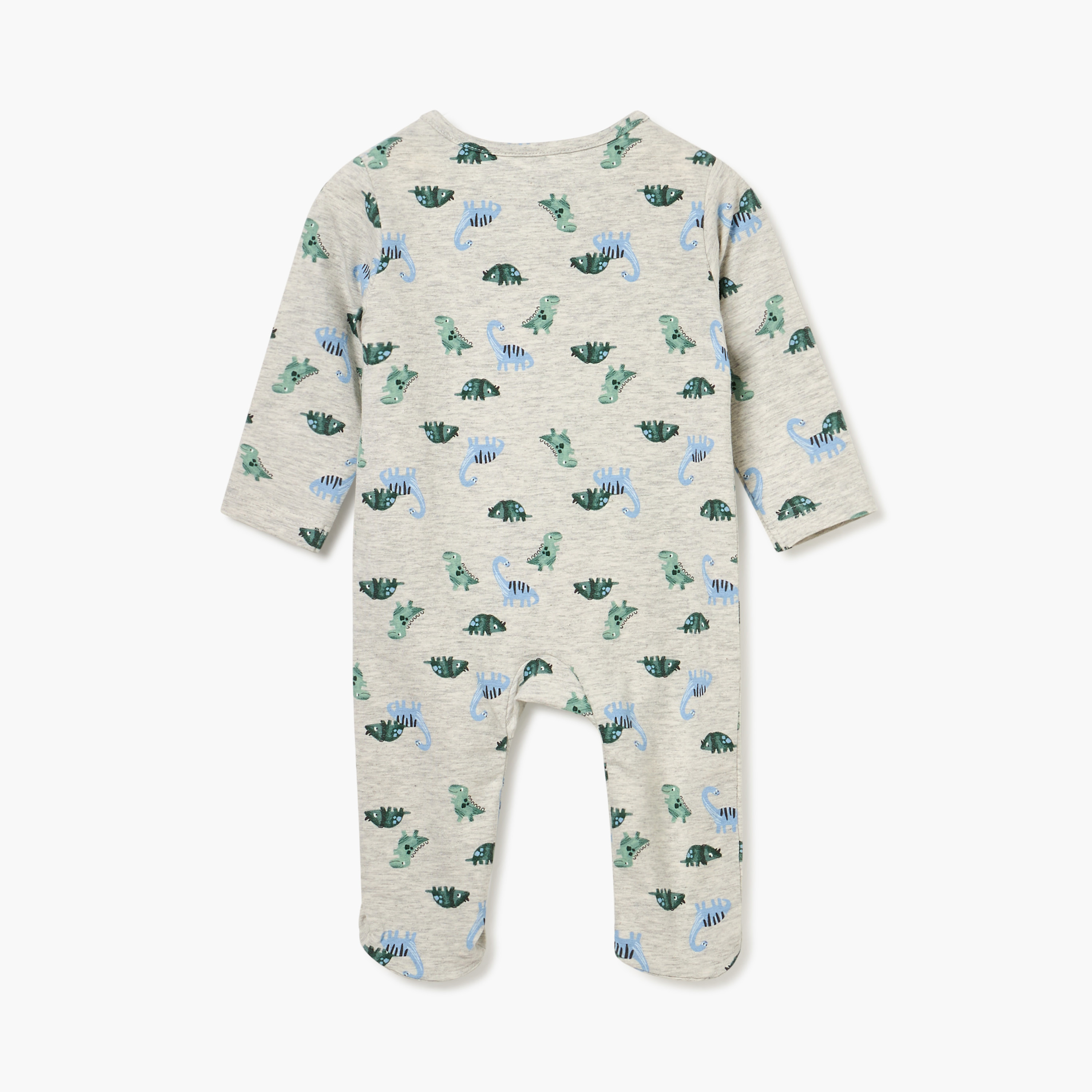 Juniors Floral Print Sleepsuit with Long Sleeves and Zip Closure-baby-girls-clothing-nightwear-sleepsuits-image-3