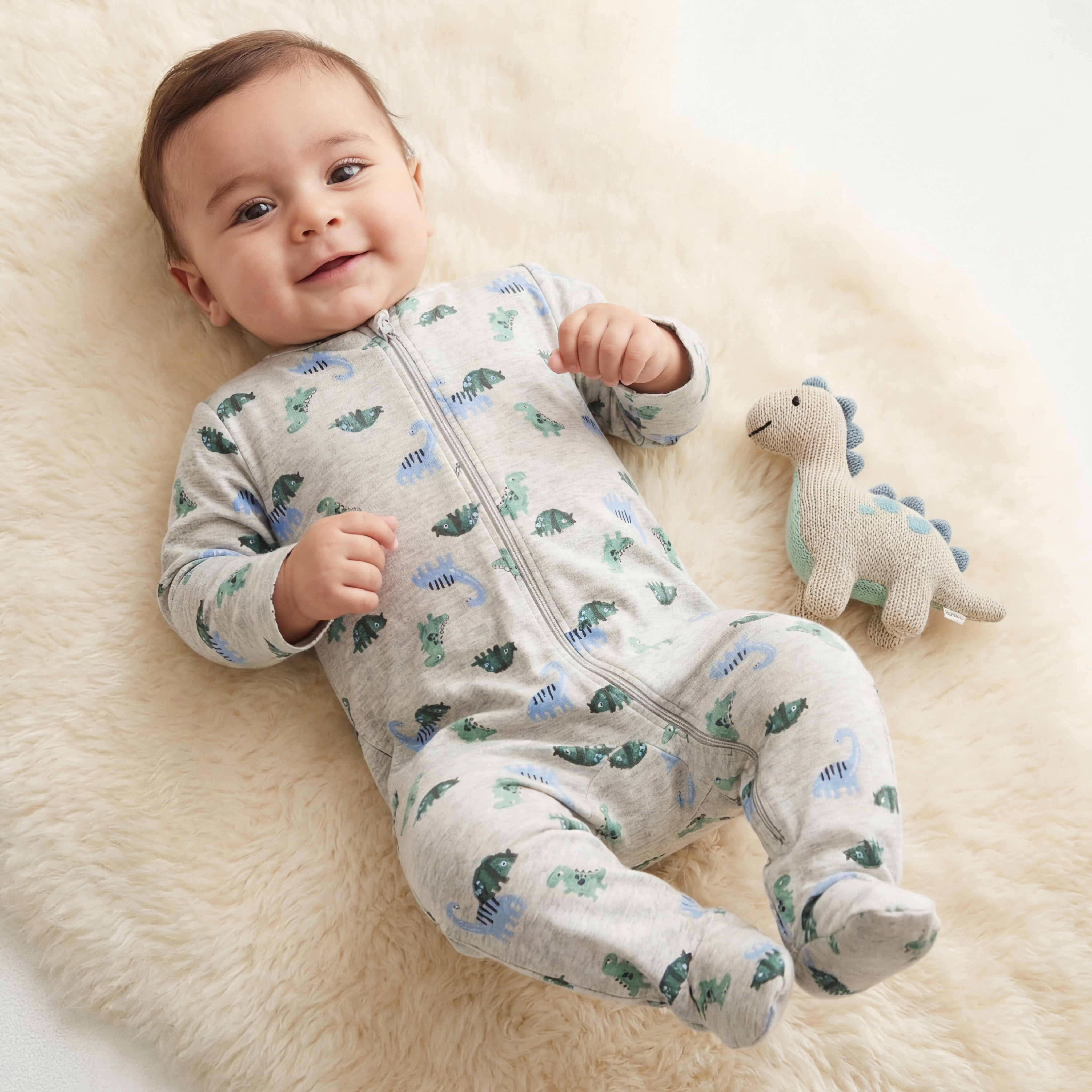 Juniors Floral Print Sleepsuit with Long Sleeves and Zip Closure-baby-girls-clothing-nightwear-sleepsuits-image-6