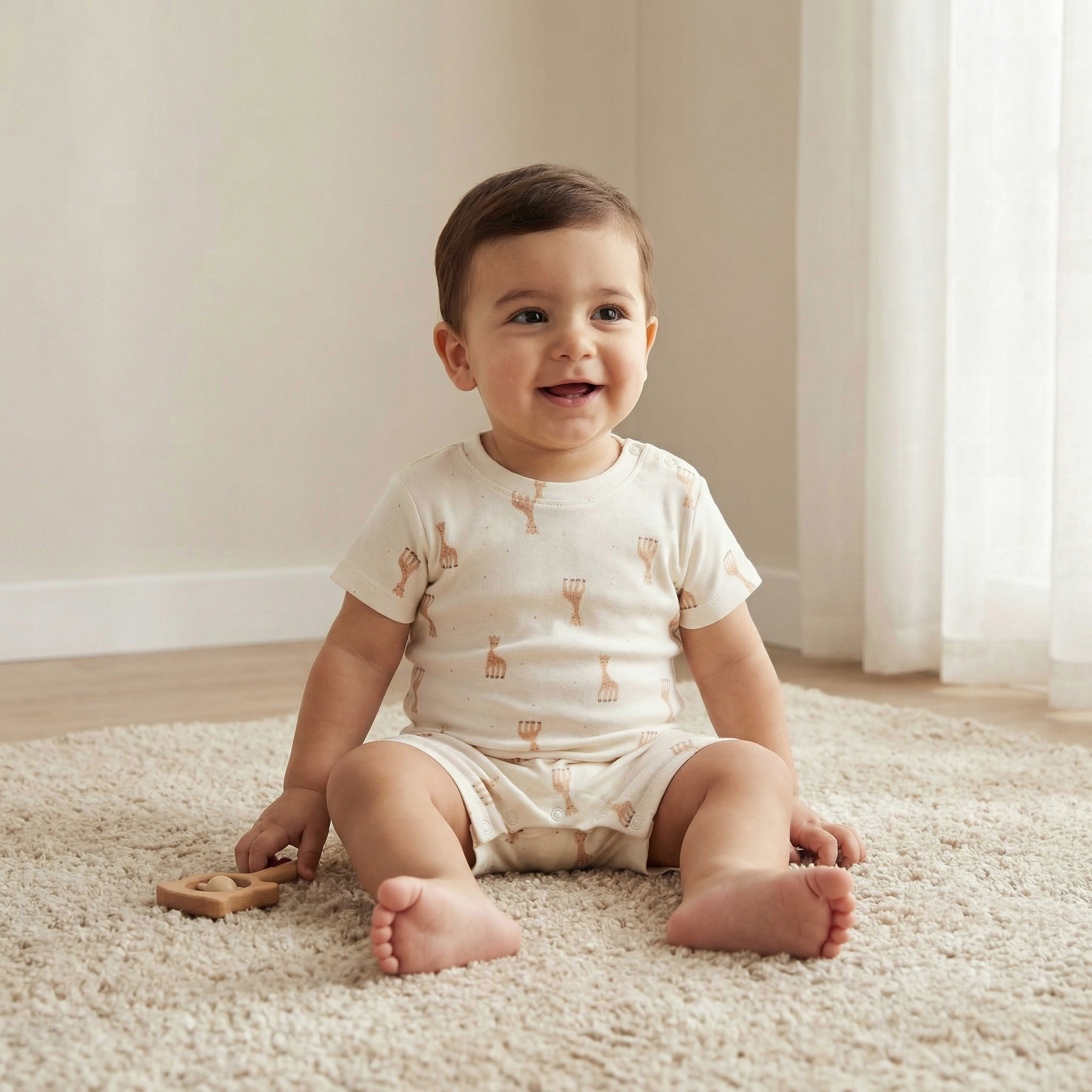 أفرول بأكمام قصيرة وإغلاق أزرار وطبعات من جونيورز-baby-boys-clothing-rompers-image-1