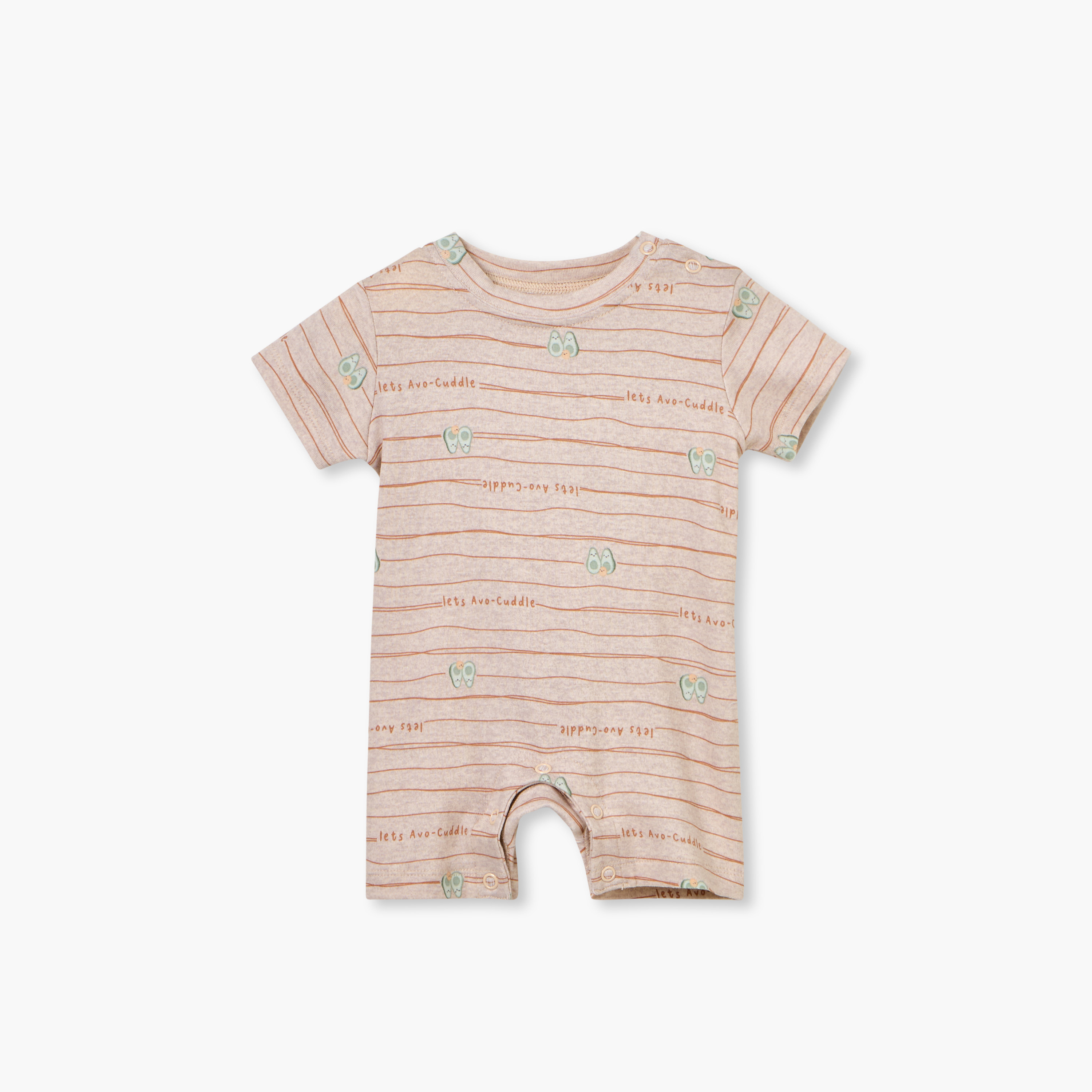 Juniors Avocado Print Romper with Short Sleeves and Button Closure-baby-boys-clothing-rompers-image-2