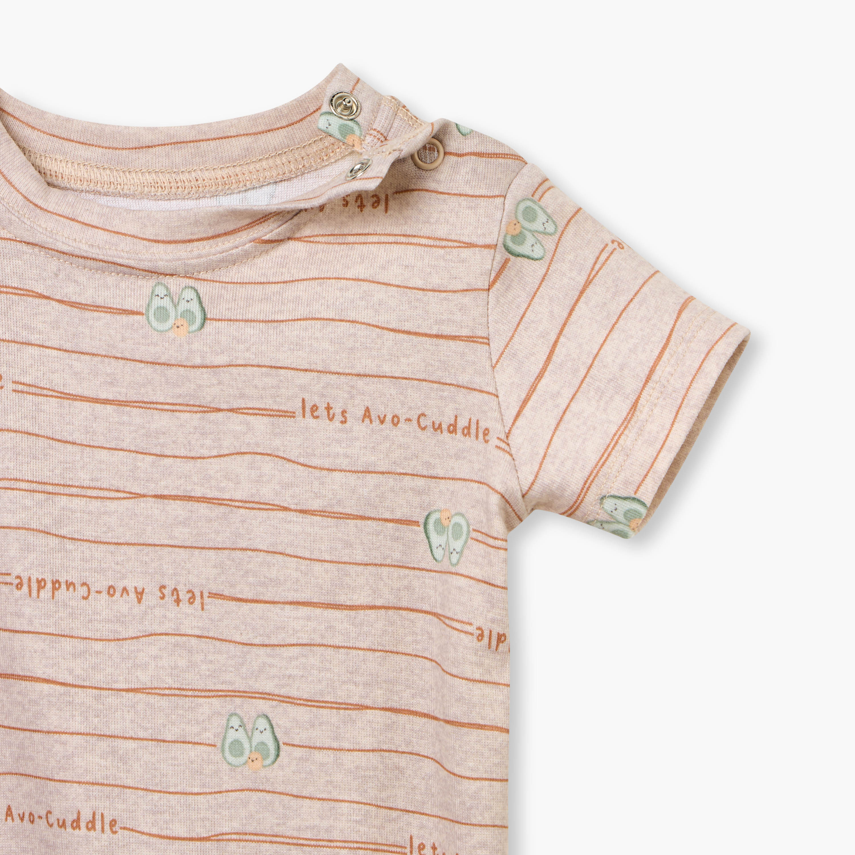 Juniors Avocado Print Romper with Short Sleeves and Button Closure-baby-boys-clothing-rompers-image-4