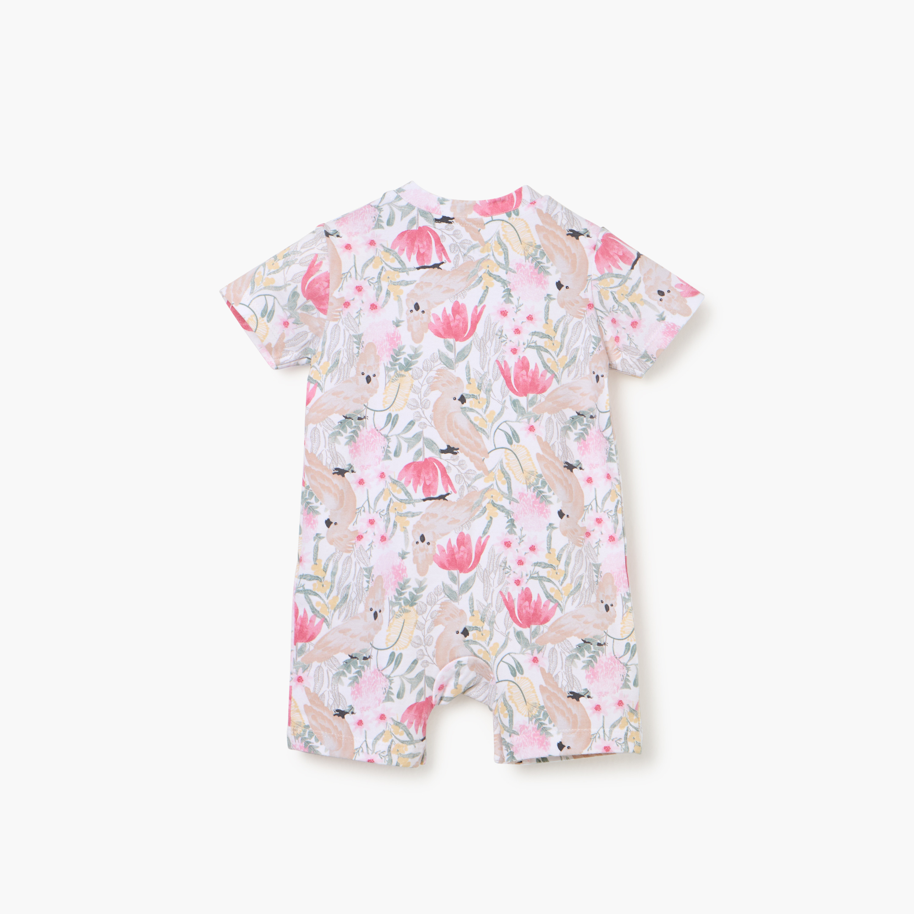 Juniors Printed Romper with Short Sleeves and Button Closure-baby-girls-clothing-rompers-image-2