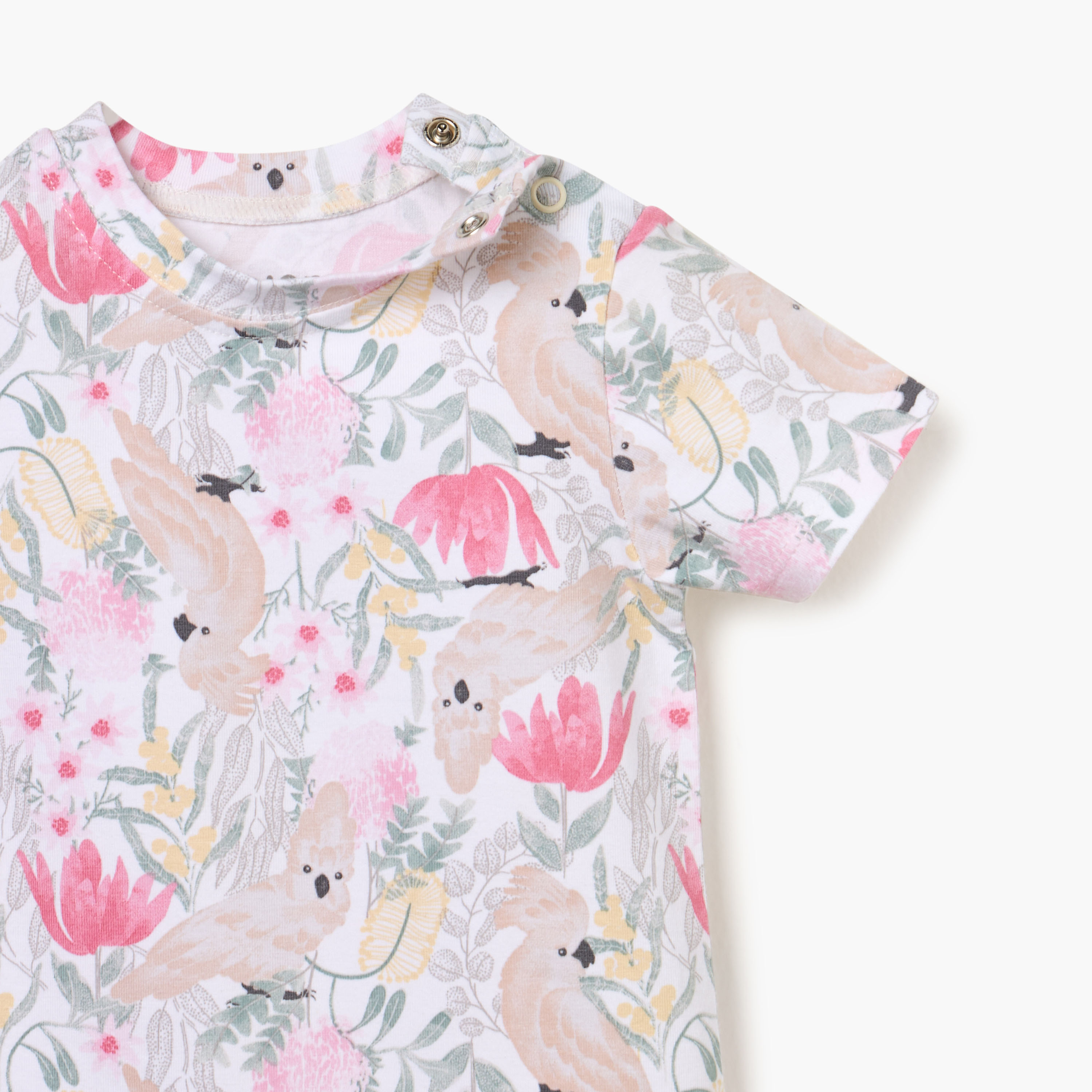 Juniors Printed Romper with Short Sleeves and Button Closure-baby-girls-clothing-rompers-image-3