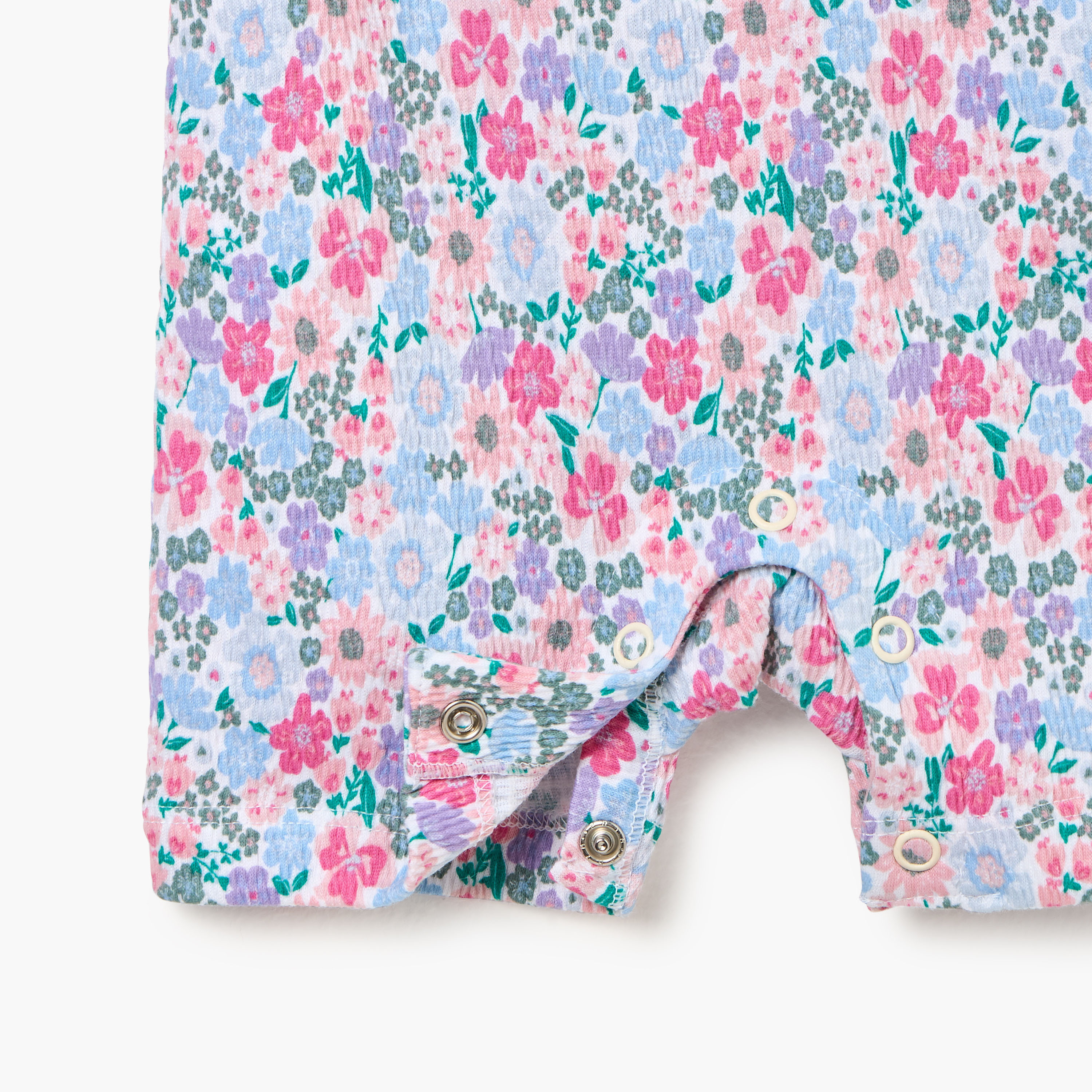 Juniors Floral Print Romper with Short Sleeves and Button Closure-baby-girls-clothing-rompers-image-5