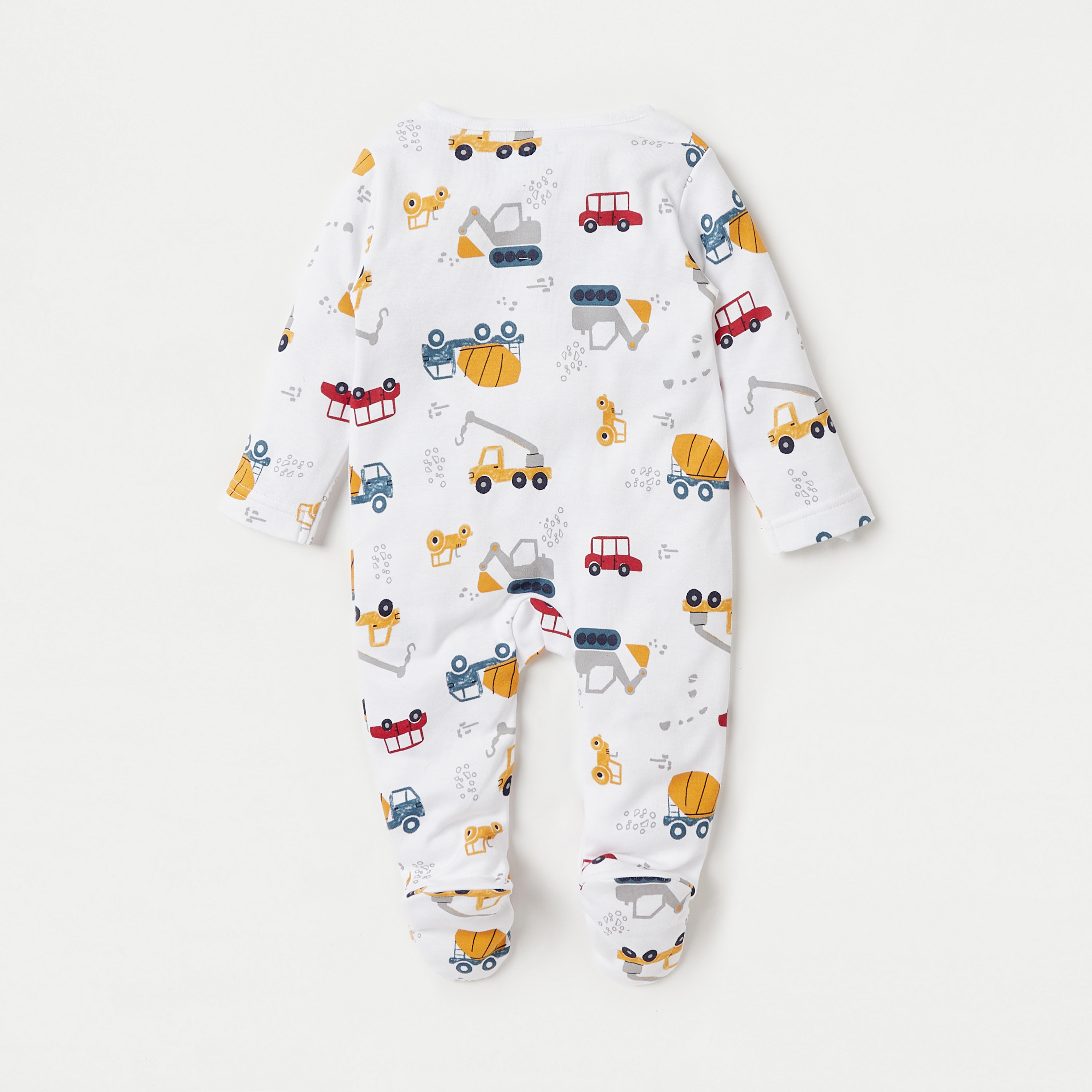 Juniors All-Over Vehicle Print Sleepsuit with Long Sleeves-baby-boys-clothing-nightwear-sleepsuits-image-2