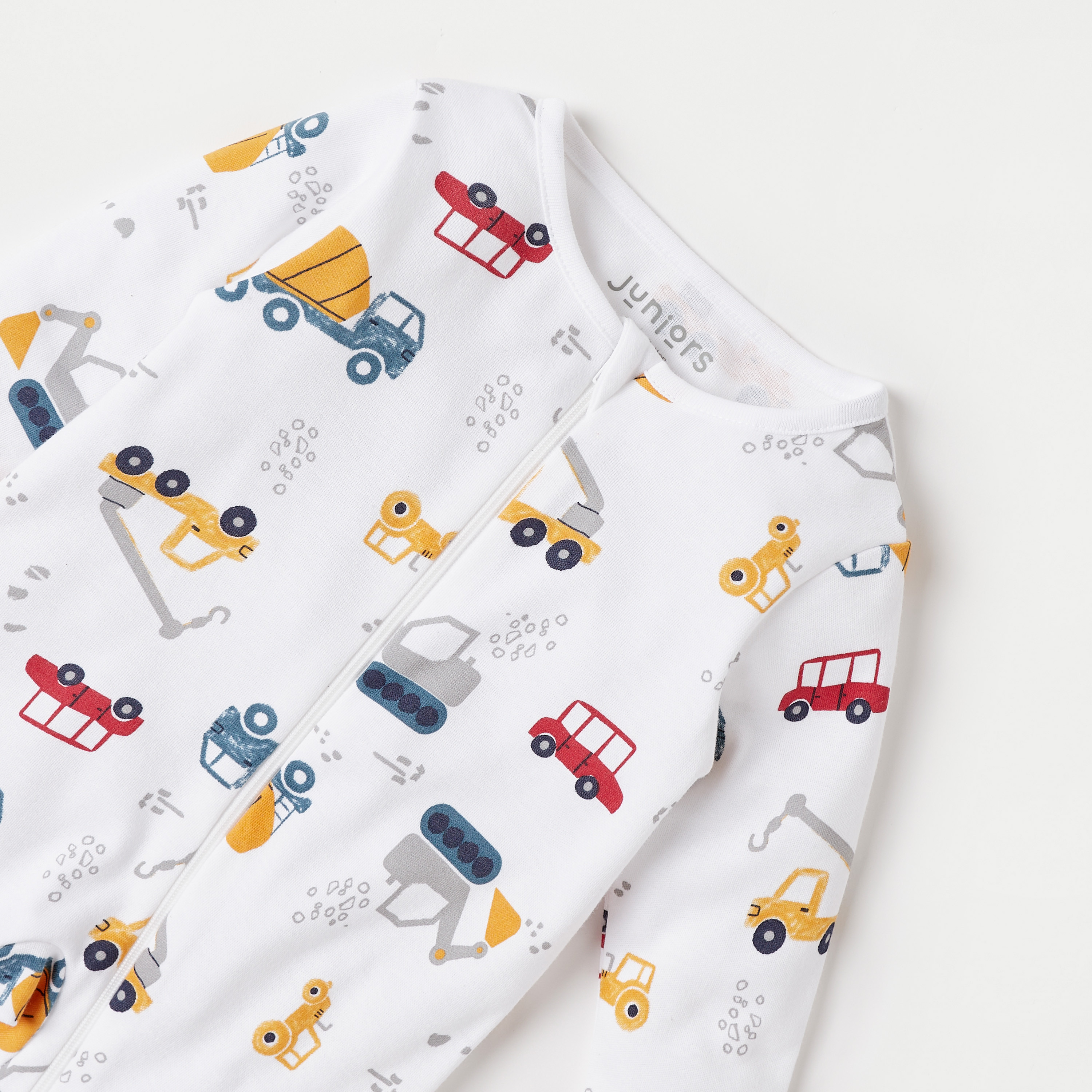 Juniors All-Over Vehicle Print Sleepsuit with Long Sleeves-baby-boys-clothing-nightwear-sleepsuits-image-3