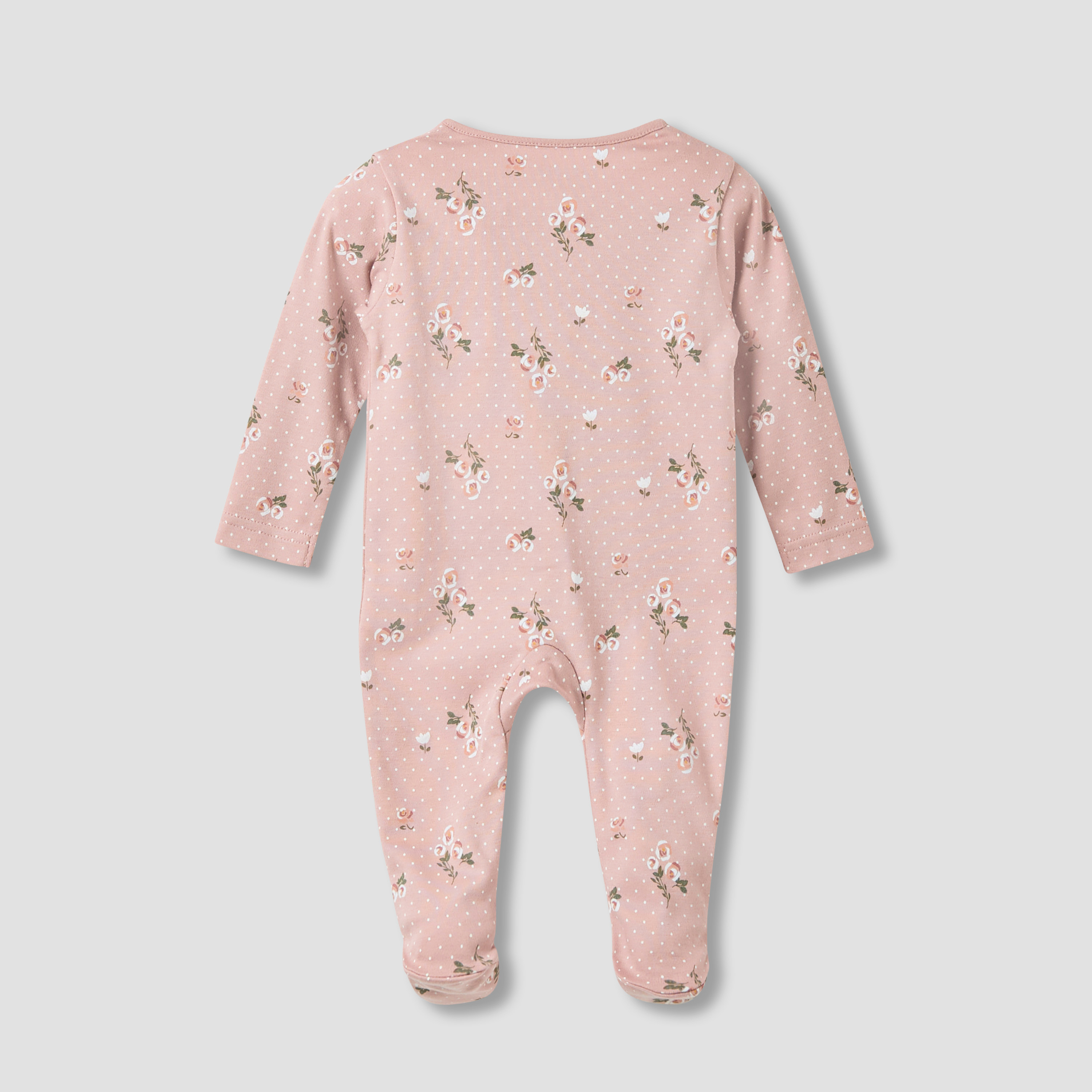 Juniors Floral Print Closed Feet Sleepsuit with Long Sleeves-baby-girls-clothing-nightwear-sleepsuits-image-2
