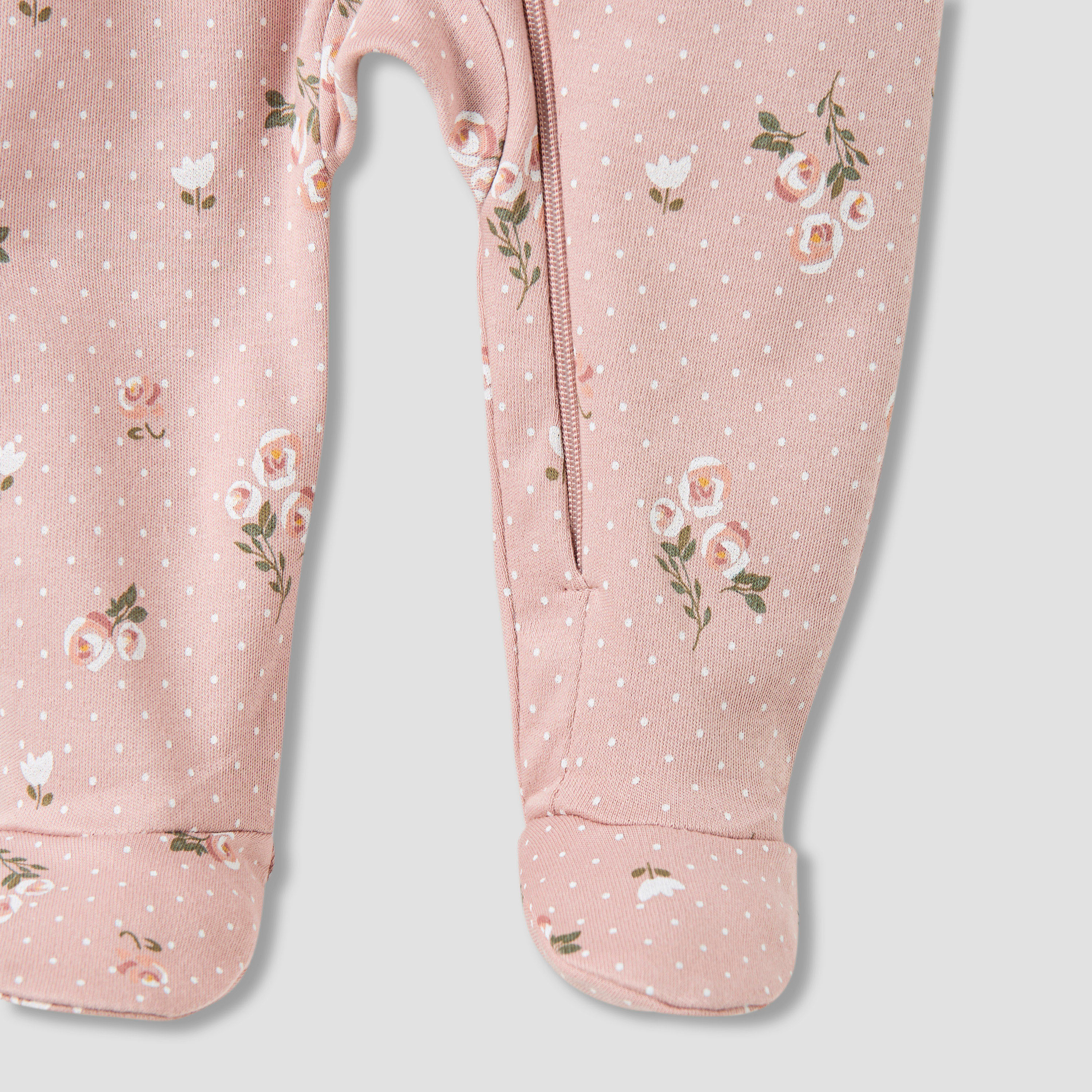 Juniors Floral Print Closed Feet Sleepsuit with Long Sleeves-baby-girls-clothing-nightwear-sleepsuits-image-4