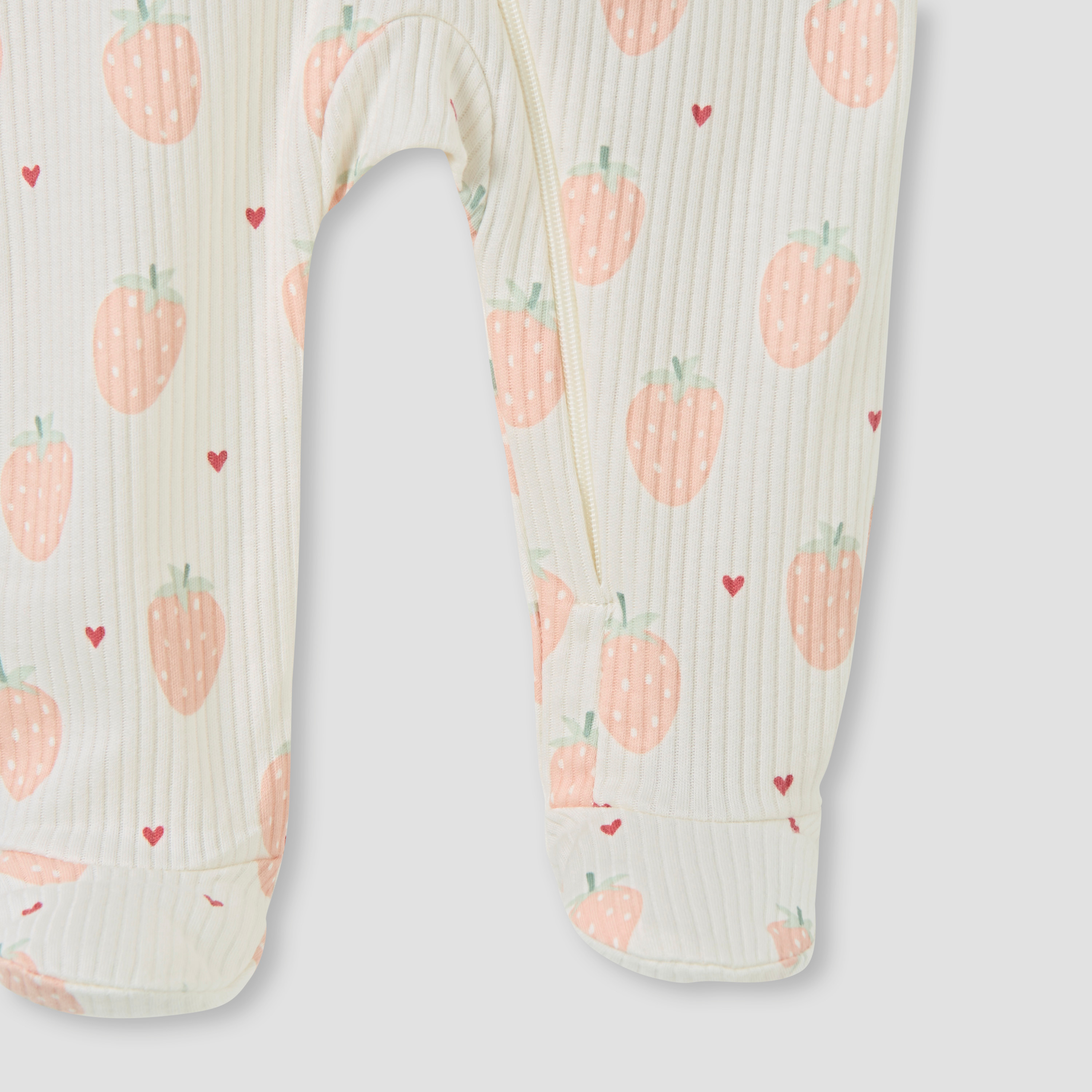 Juniors Strawberry Print Closed Feet Sleepsuit with Long Sleeves-baby-girls-clothing-nightwear-sleepsuits-image-3