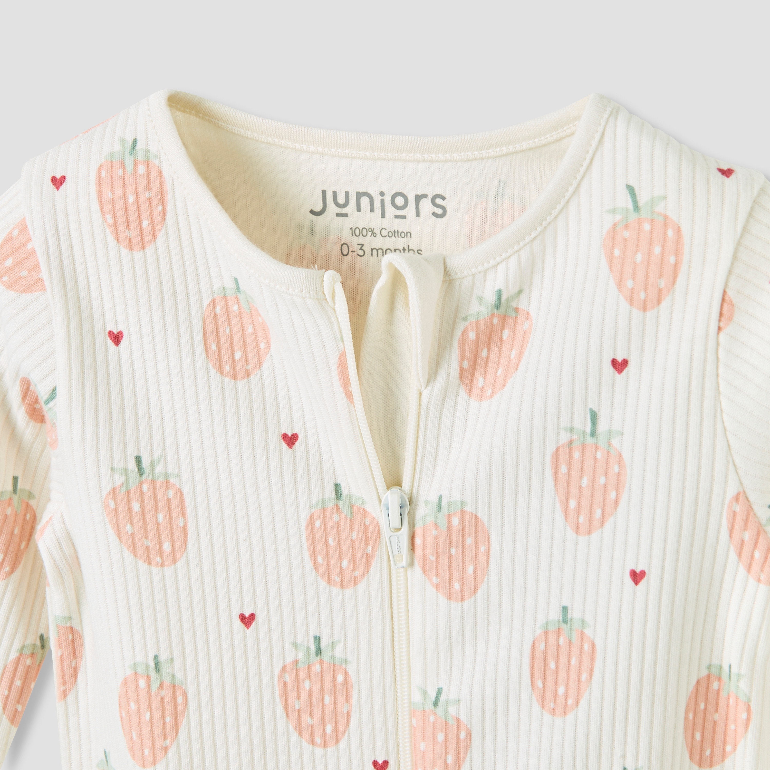 Juniors Strawberry Print Closed Feet Sleepsuit with Long Sleeves-baby-girls-clothing-nightwear-sleepsuits-image-4