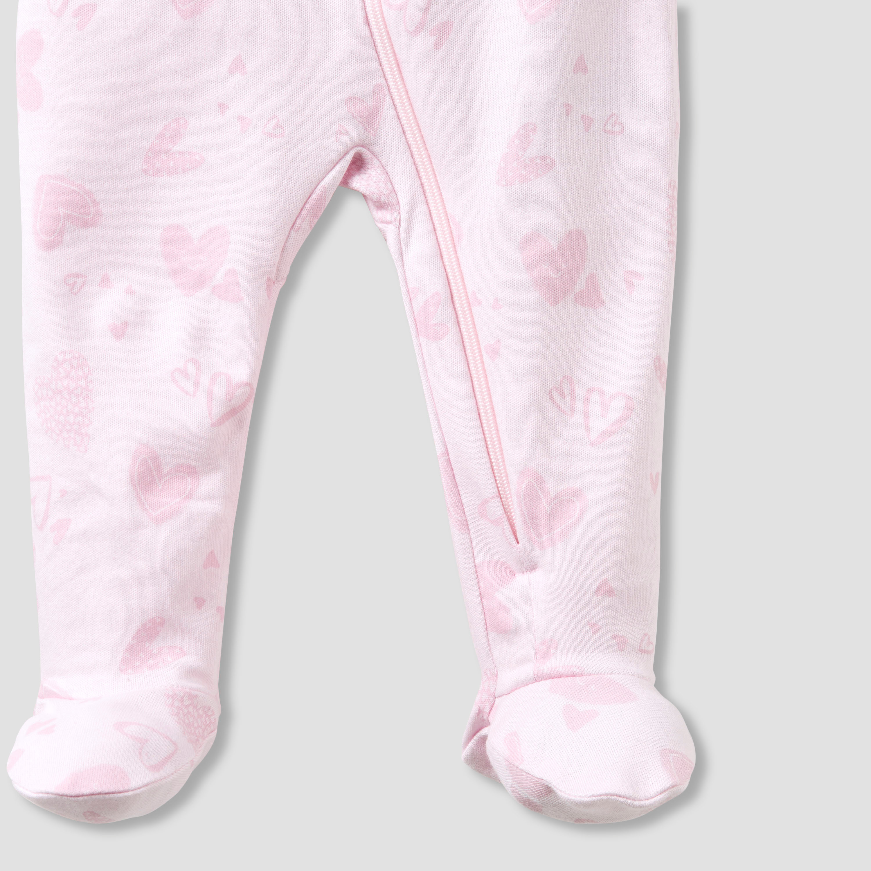 Juniors Round Neck Closed Foot Sleepsuit with Heart Print - Cotton - Long Sleeves-baby-girls-clothing-nightwear-sleepsuits-image-4