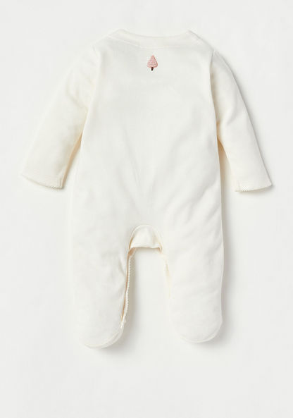 Giggles Embroidered Sleepsuit with Long Sleeves and Button Closure-Sleepsuits-image-3