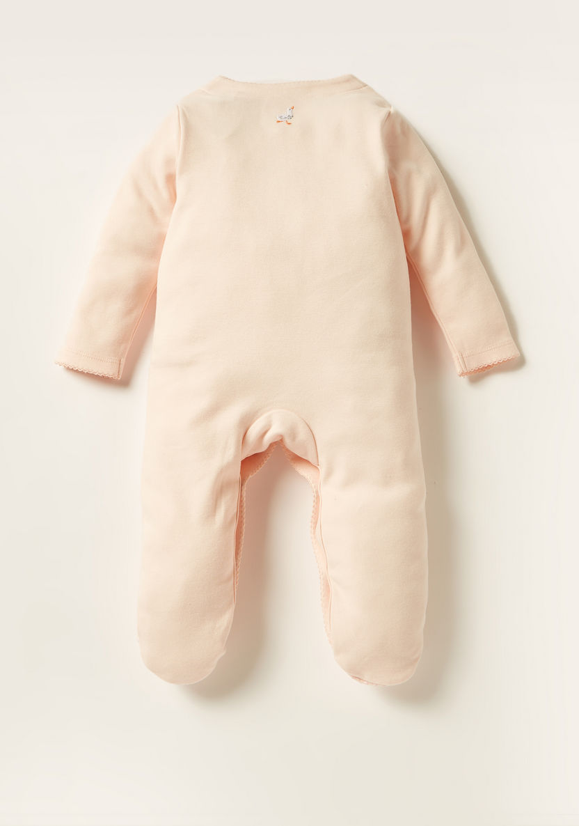 Giggles Embroidered Sleepsuit with Long Sleeves and Button Closure-Sleepsuits-image-2
