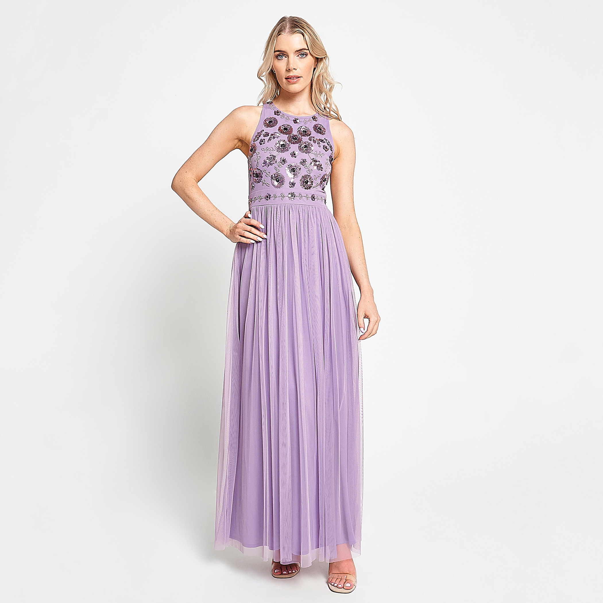 Frock and Frill Lilac Beaded & Sequin Fit & Flare Party Maxi Women's Dress-women-clothing-dresses-image-1