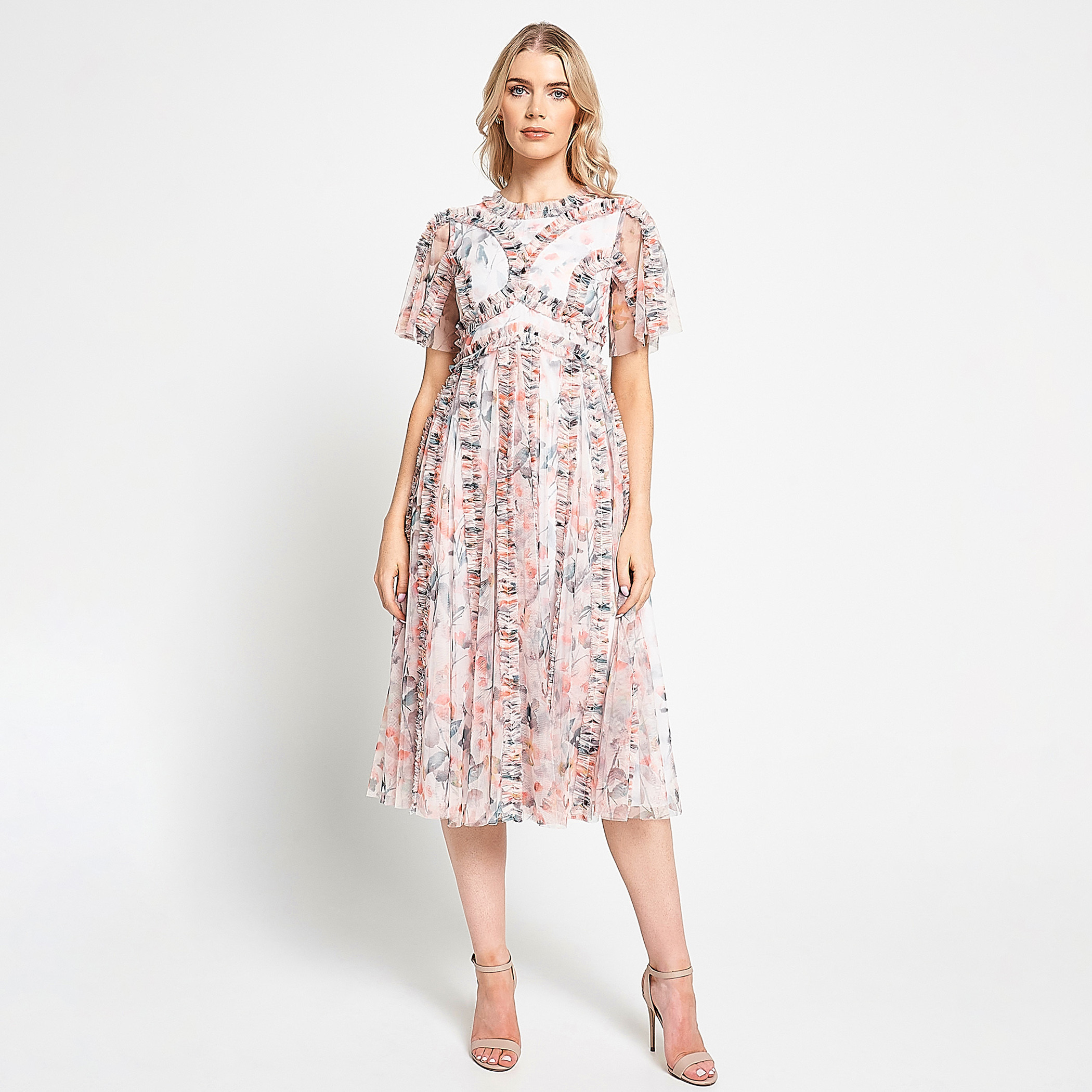 فستان نسائي ميدي ذو تناسب وتوهج وطبعات زهور بمتعدد الألوان من فروك آند فريل للحفلات-women-clothing-dresses-image-1