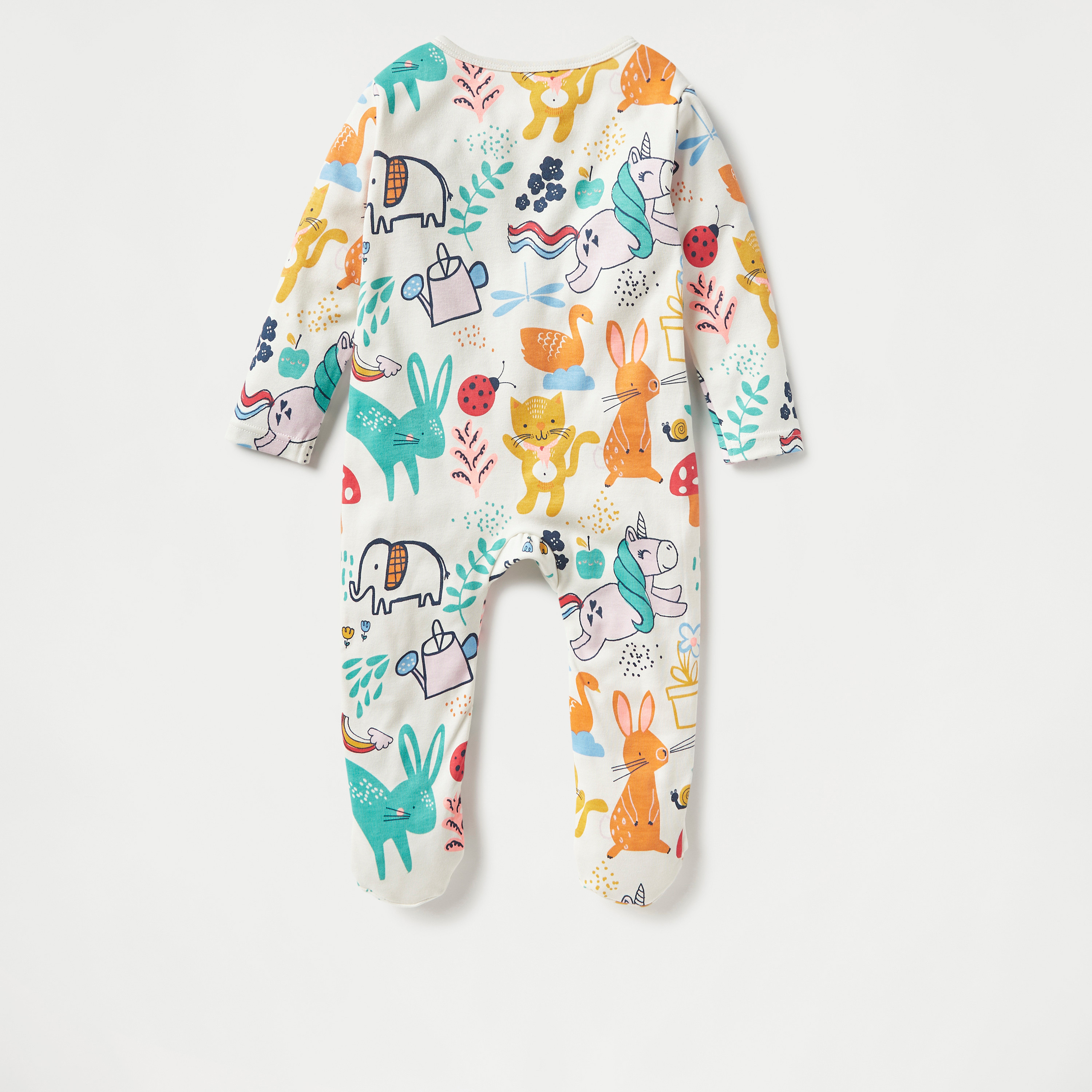 بدلة نوم مغلقة القدمين بسحاب إغلاق وطبعات حيوانات من جونيورز-baby-girls-clothing-nightwear-sleepsuits-image-4