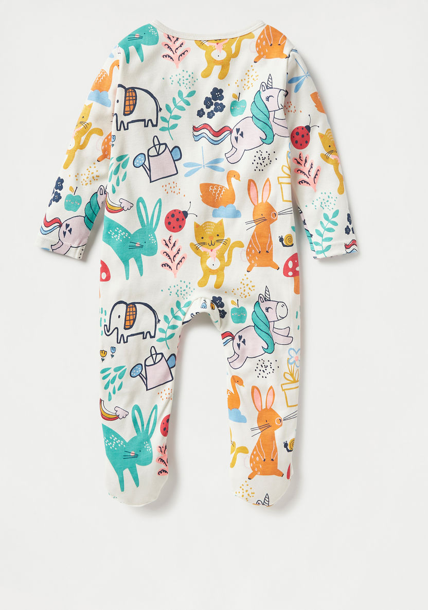 Juniors All-Over Animal Print Closed Feet Sleepsuit with Zip Closure-Sleepsuits-image-3