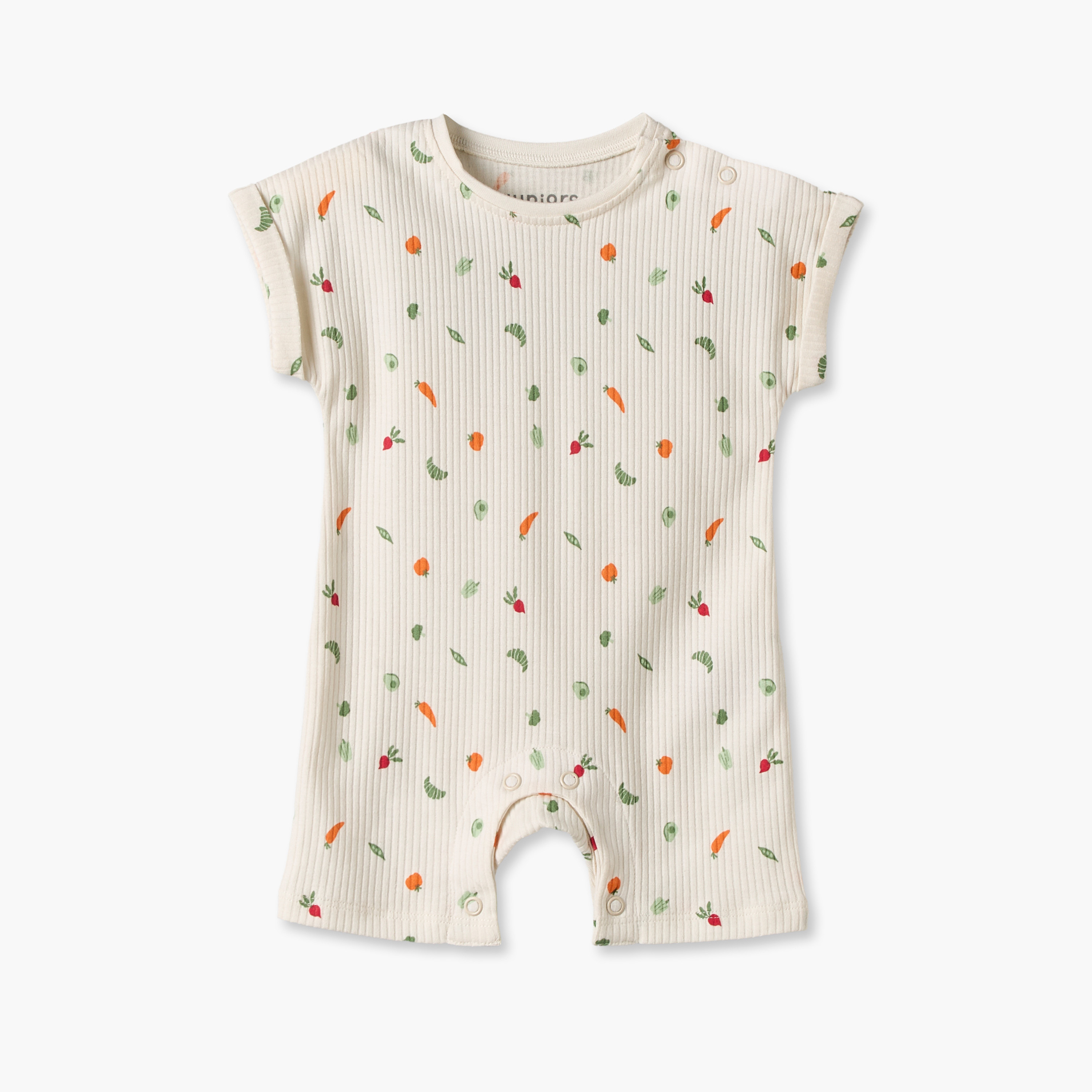 Juniors Round Neck Short Sleeves Romper with Vegetable Print-baby-boys-clothing-rompers-image-2