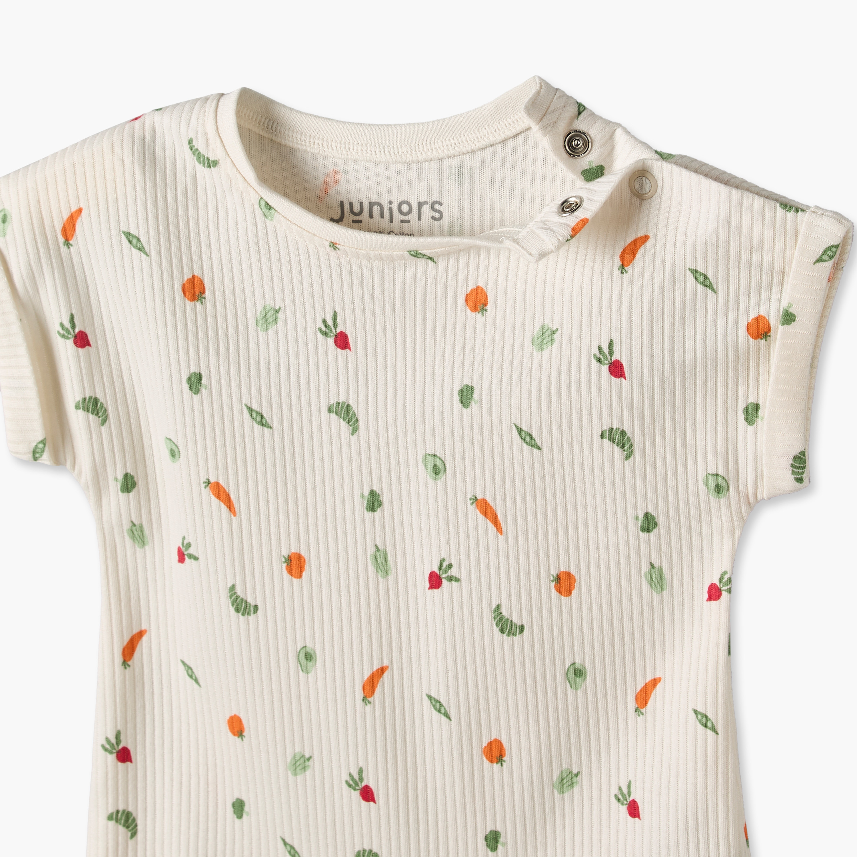 Juniors Round Neck Short Sleeves Romper with Vegetable Print-baby-boys-clothing-rompers-image-4