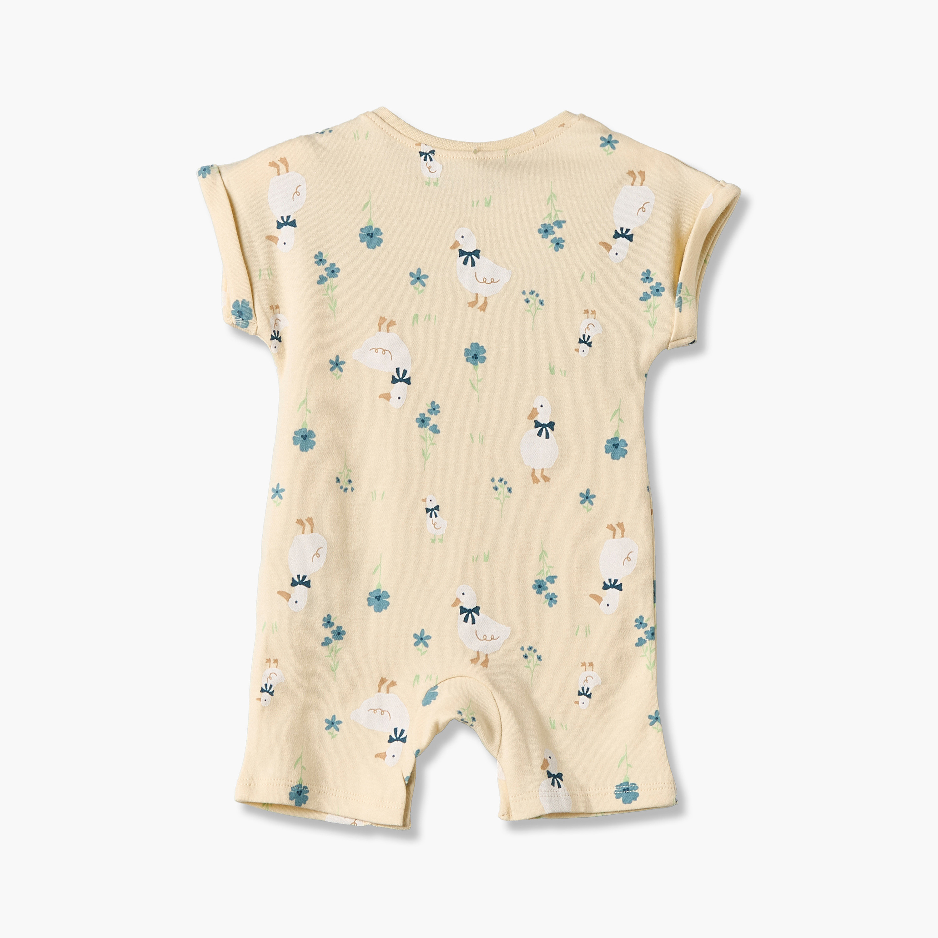 Juniors Round Neck Short Sleeves Romper with Duck Print-baby-girls-clothing-rompers-image-3