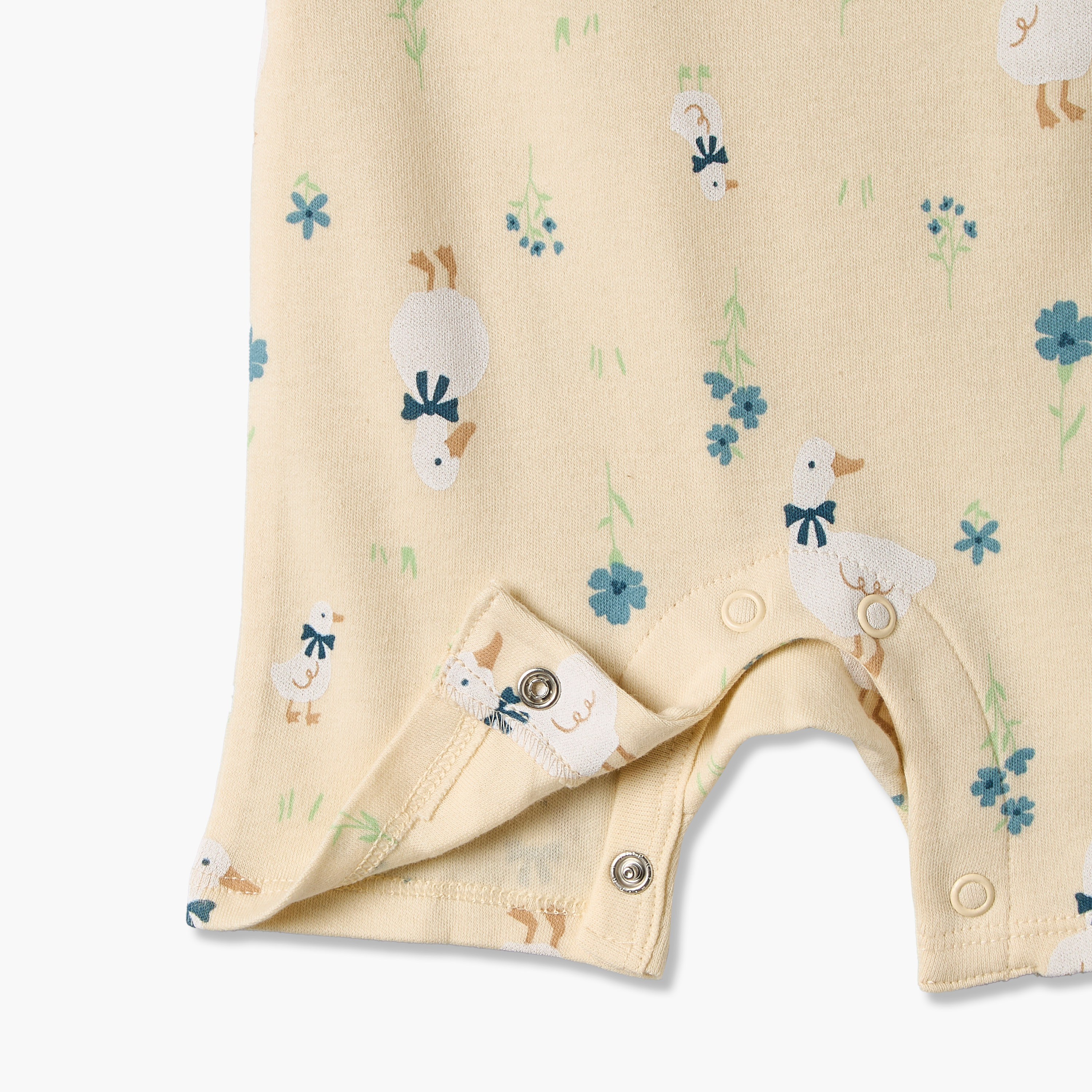 Juniors Round Neck Short Sleeves Romper with Duck Print-baby-girls-clothing-rompers-image-5