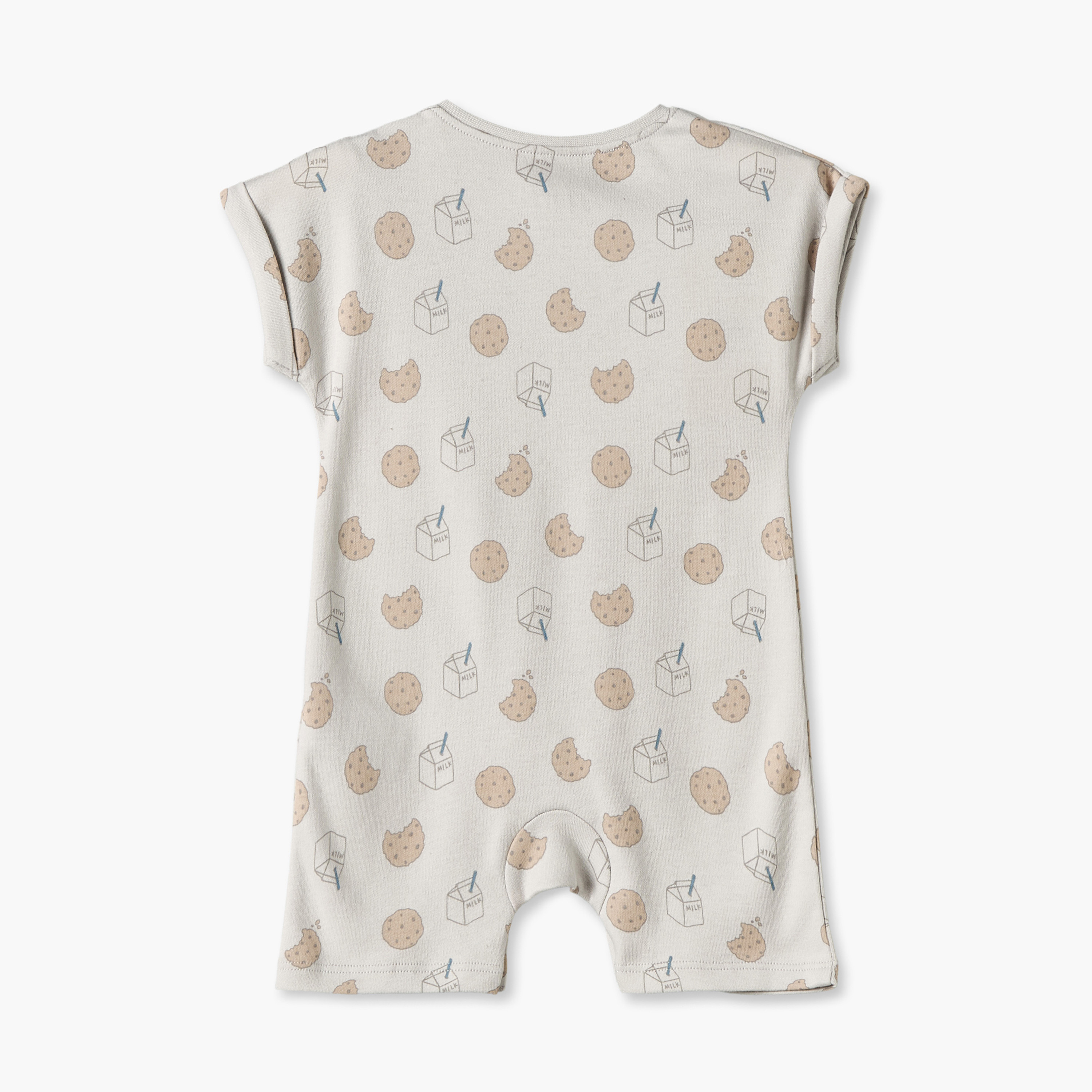 Juniors Round Neck Short Sleeves Romper with Milk and Cookie Print-baby-boys-clothing-rompers-image-3