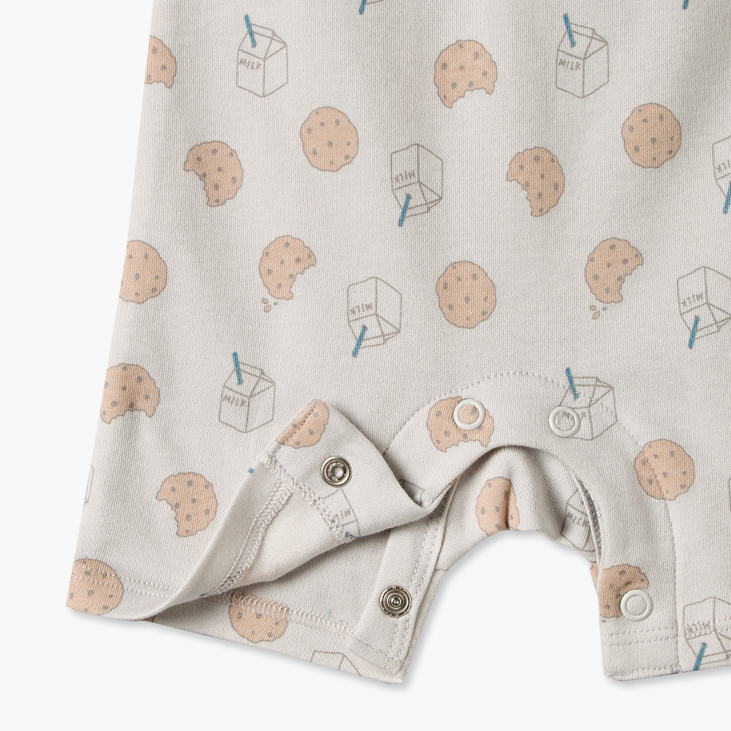 Juniors Round Neck Short Sleeves Romper with Milk and Cookie Print-baby-boys-clothing-rompers-image-5
