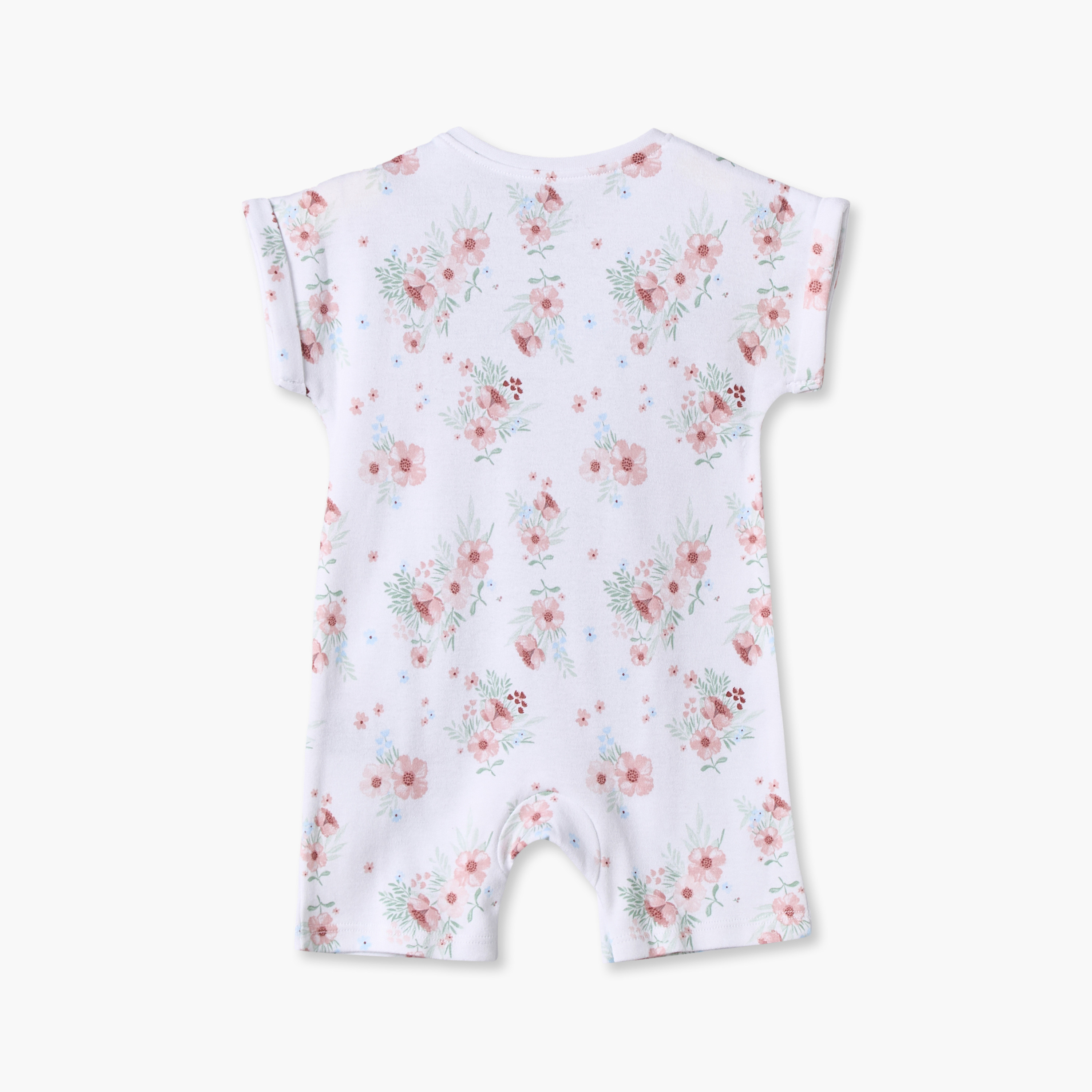 Juniors Round Neck Short Sleeves Romper with Floral Print-baby-girls-clothing-rompers-image-3