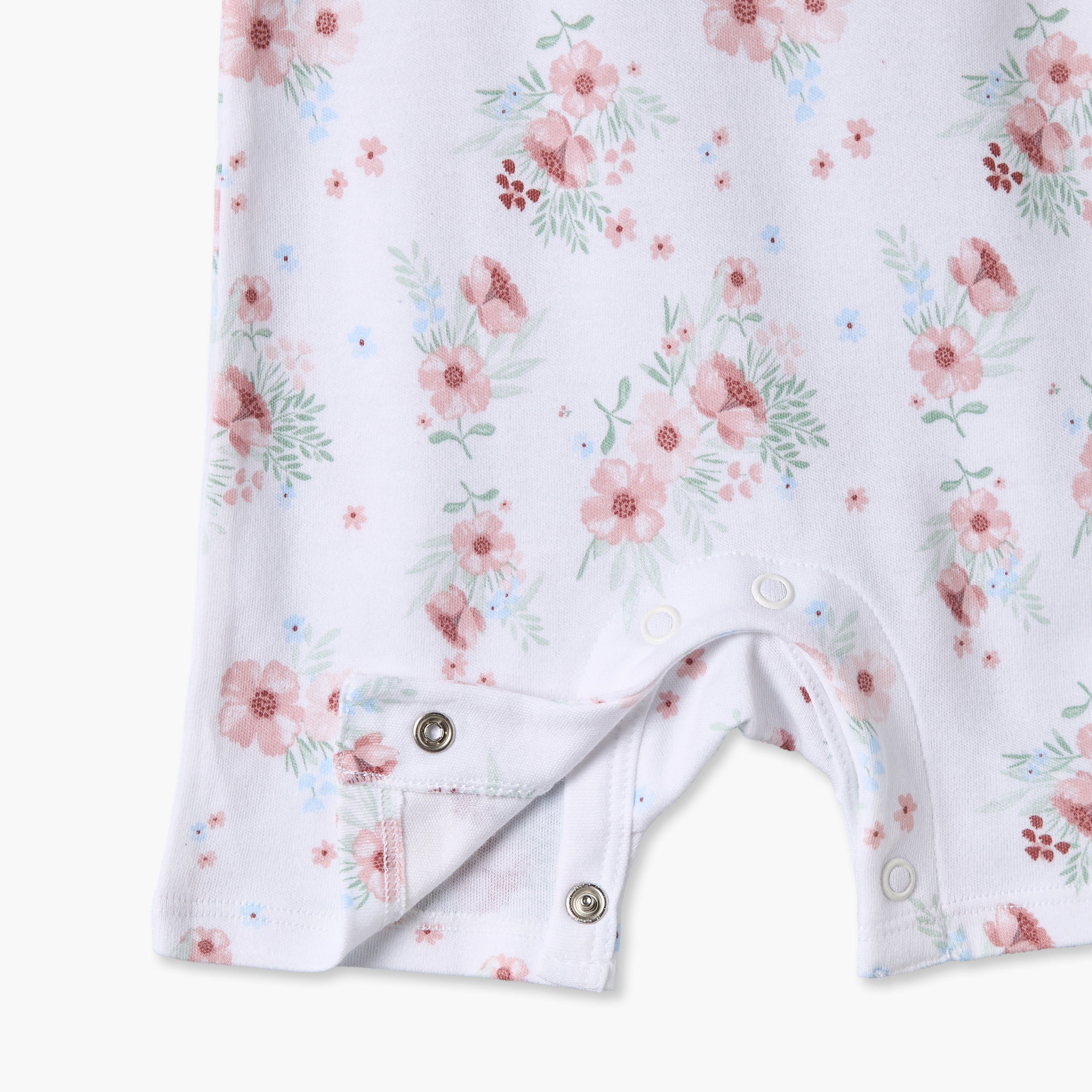 Juniors Round Neck Short Sleeves Romper with Floral Print-baby-girls-clothing-rompers-image-5