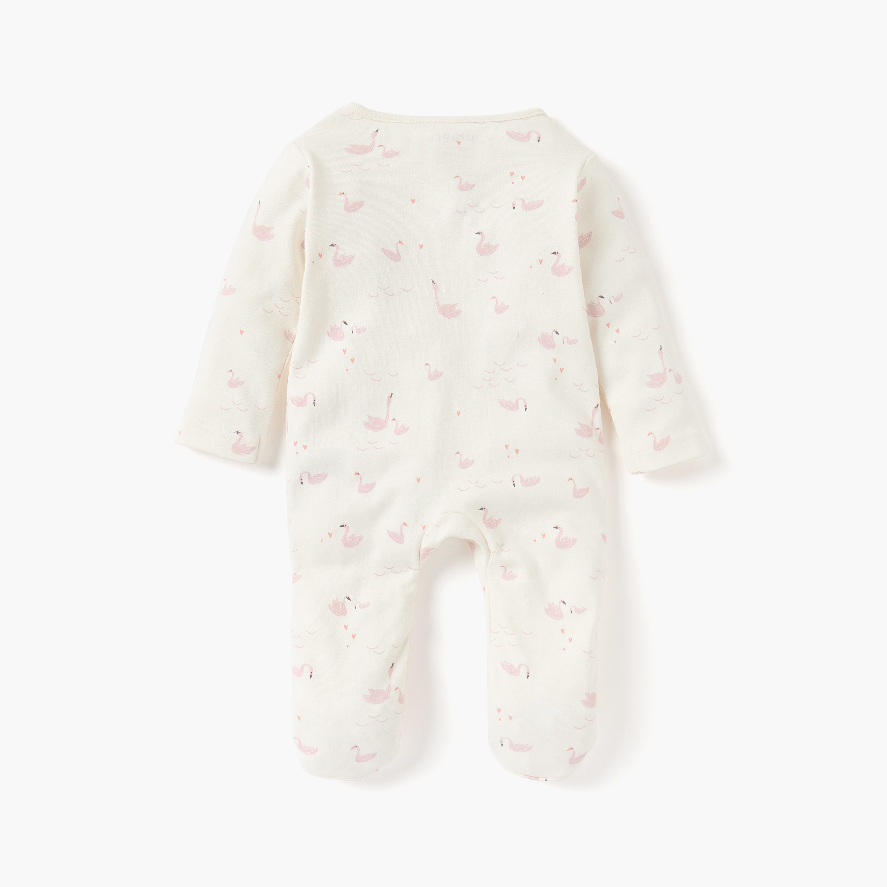 بدلة نوم مغلقة القدمين بسحاب إغلاق وطبعات فلامنجو من جونيورز-baby-girls-clothing-nightwear-sleepsuits-image-2