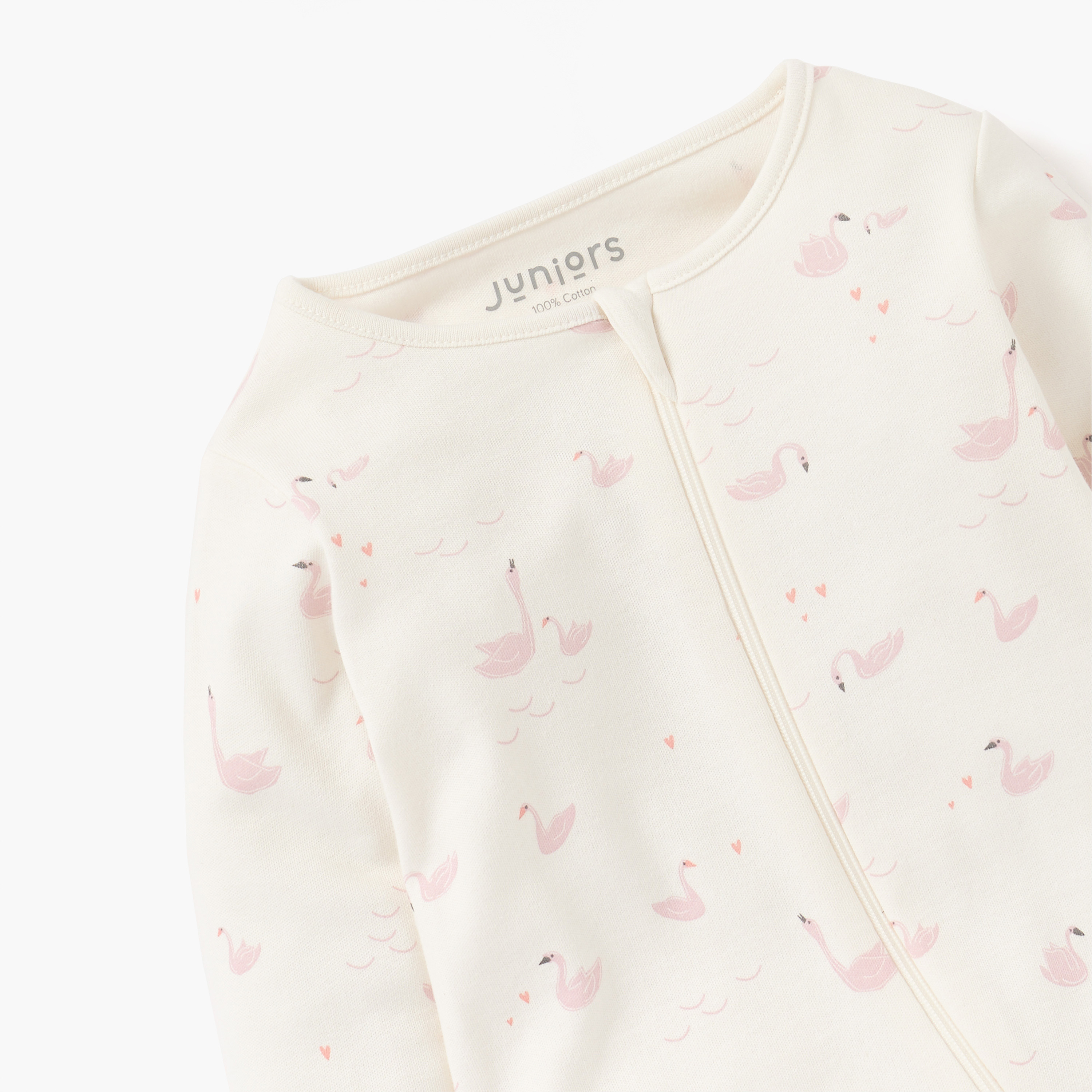 بدلة نوم مغلقة القدمين بسحاب إغلاق وطبعات فلامنجو من جونيورز-baby-girls-clothing-nightwear-sleepsuits-image-3