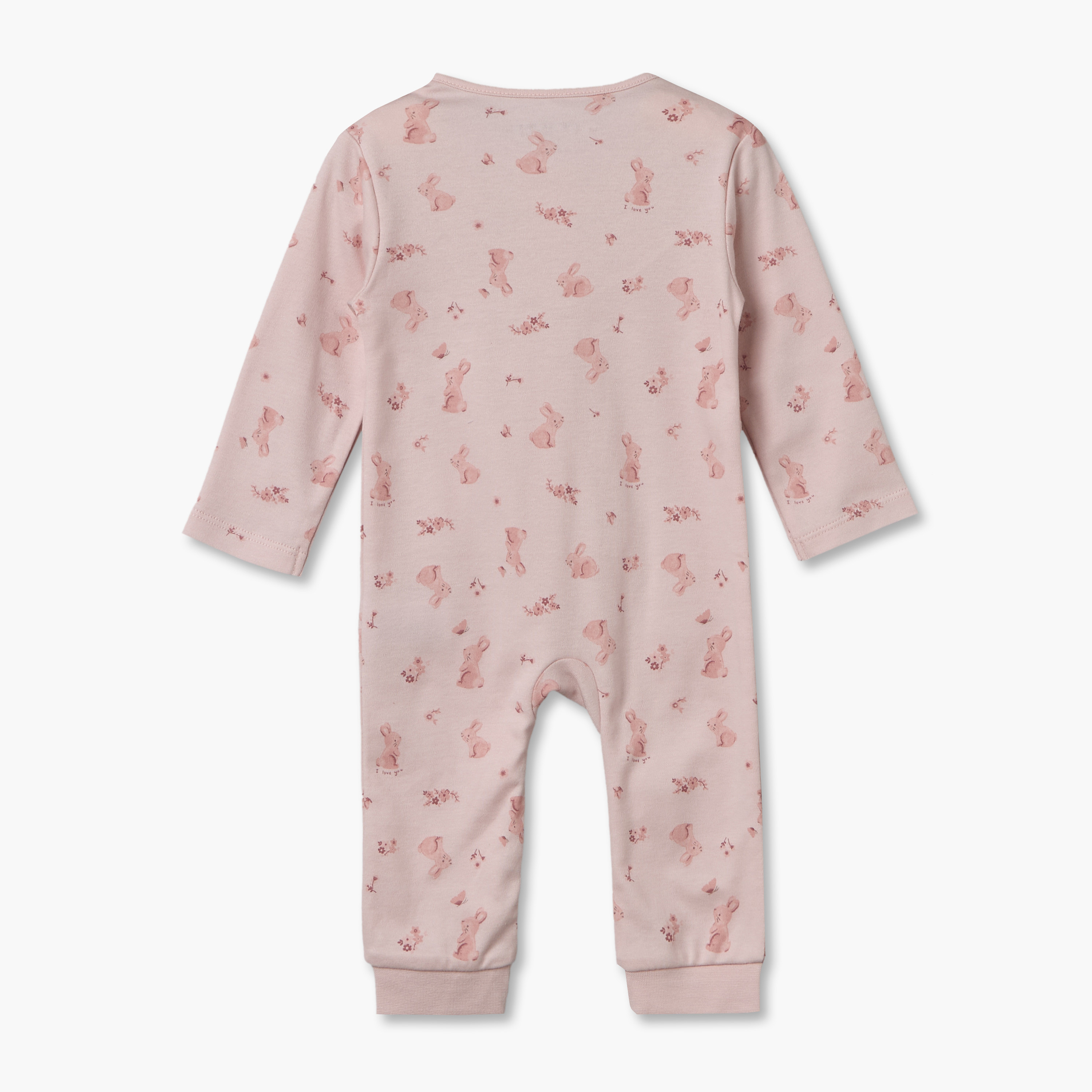 Juniors Cotton Crew Neck Long Sleeves Sleepsuit with Bunny Print-baby-girls-clothing-nightwear-sleepsuits-image-3
