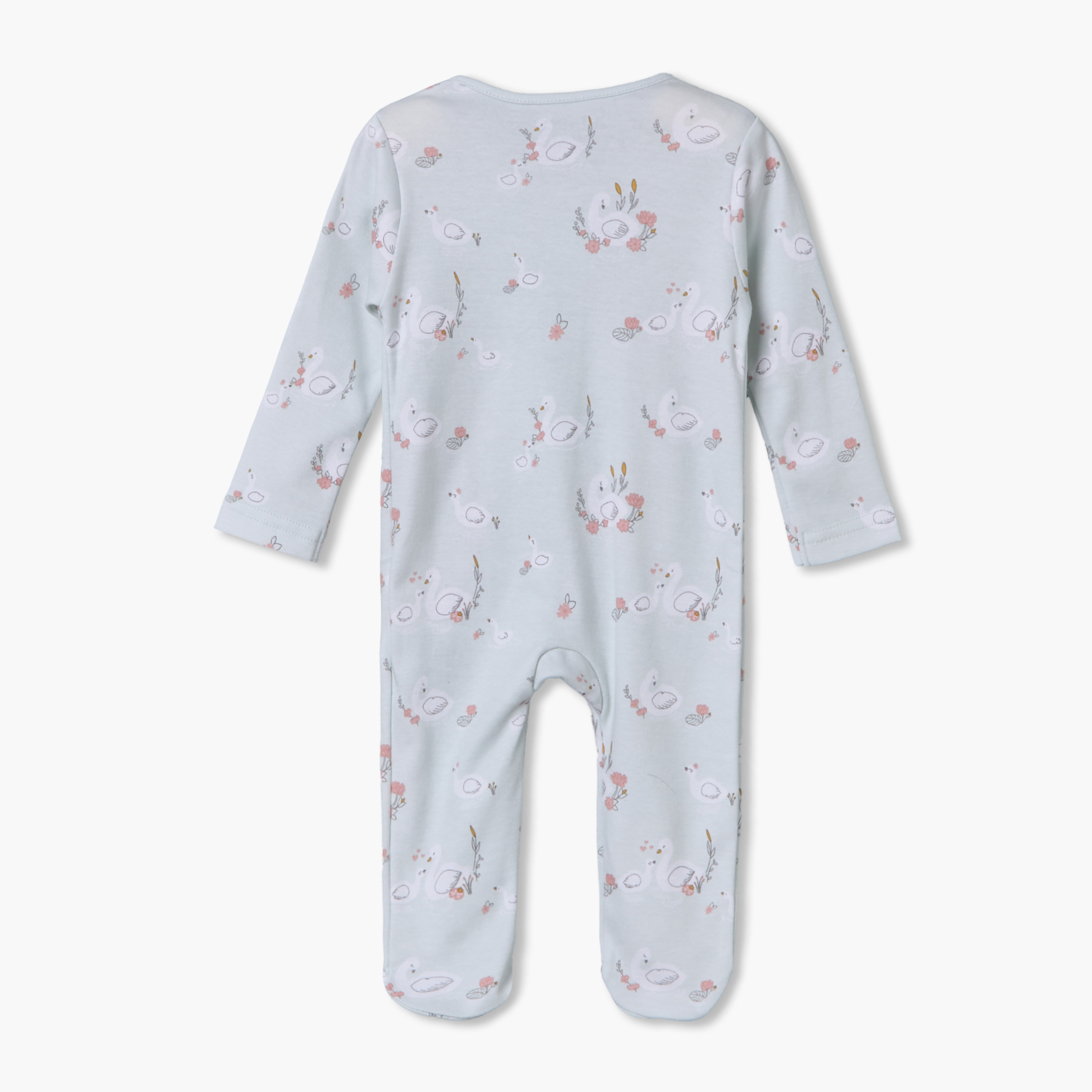 Juniors Cotton Crew Neck Long Sleeves Sleepsuit with Zip Closure-baby-girls-clothing-nightwear-sleepsuits-image-3