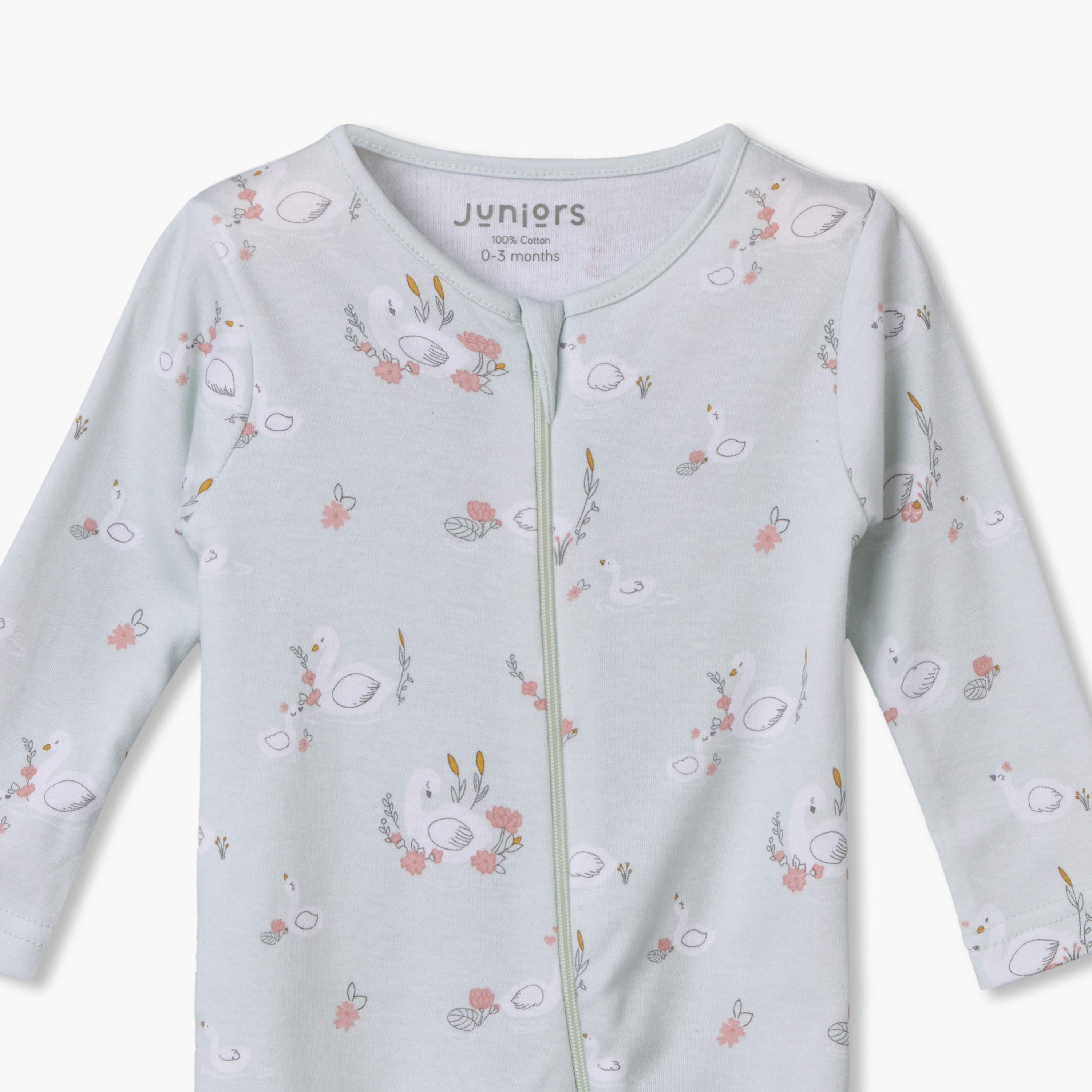 Juniors Cotton Crew Neck Long Sleeves Sleepsuit with Zip Closure-baby-girls-clothing-nightwear-sleepsuits-image-4