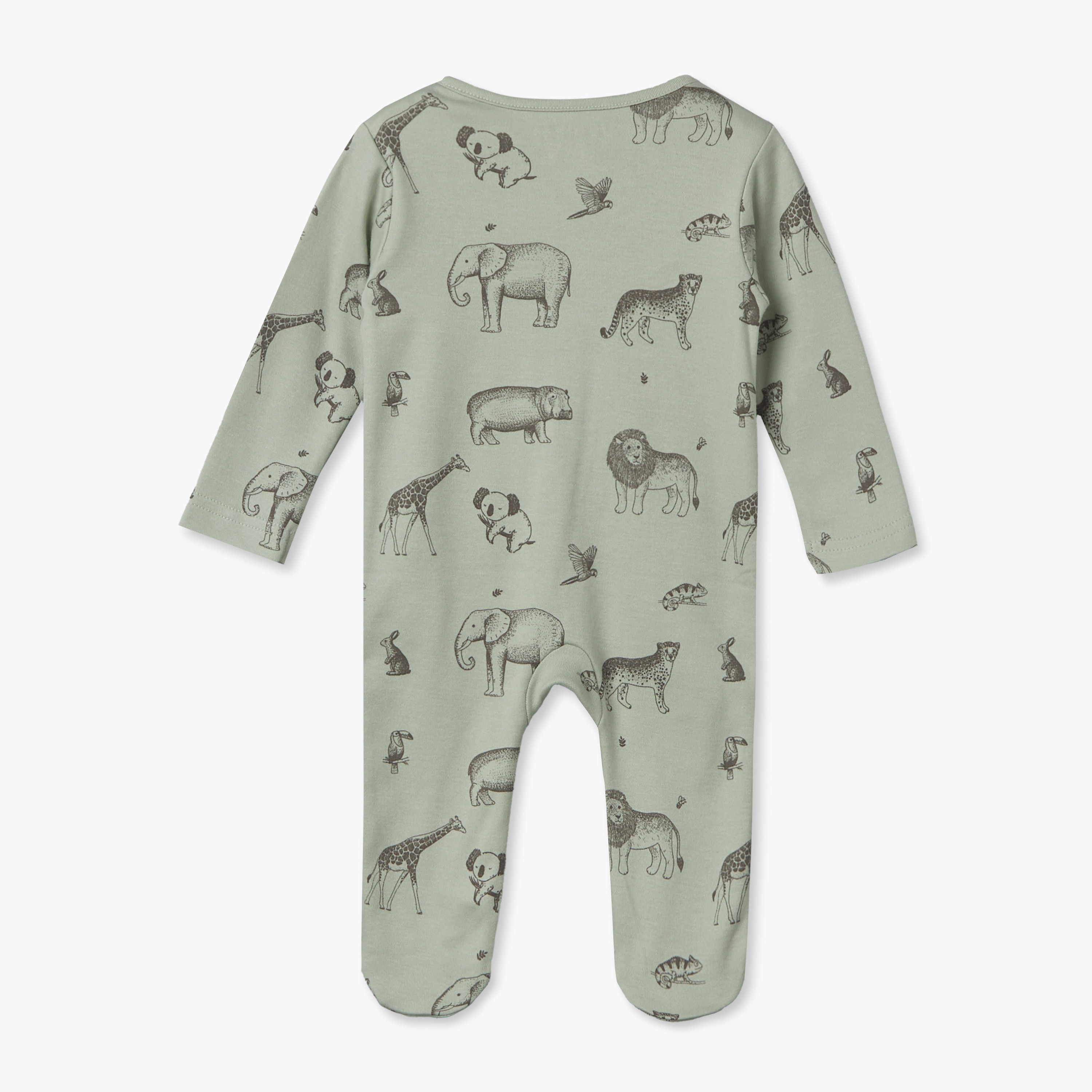 Juniors Cotton Crew Neck Long Sleeves Sleepsuit with Safari Print-baby-boys-clothing-nightwear-sleepsuits-image-3