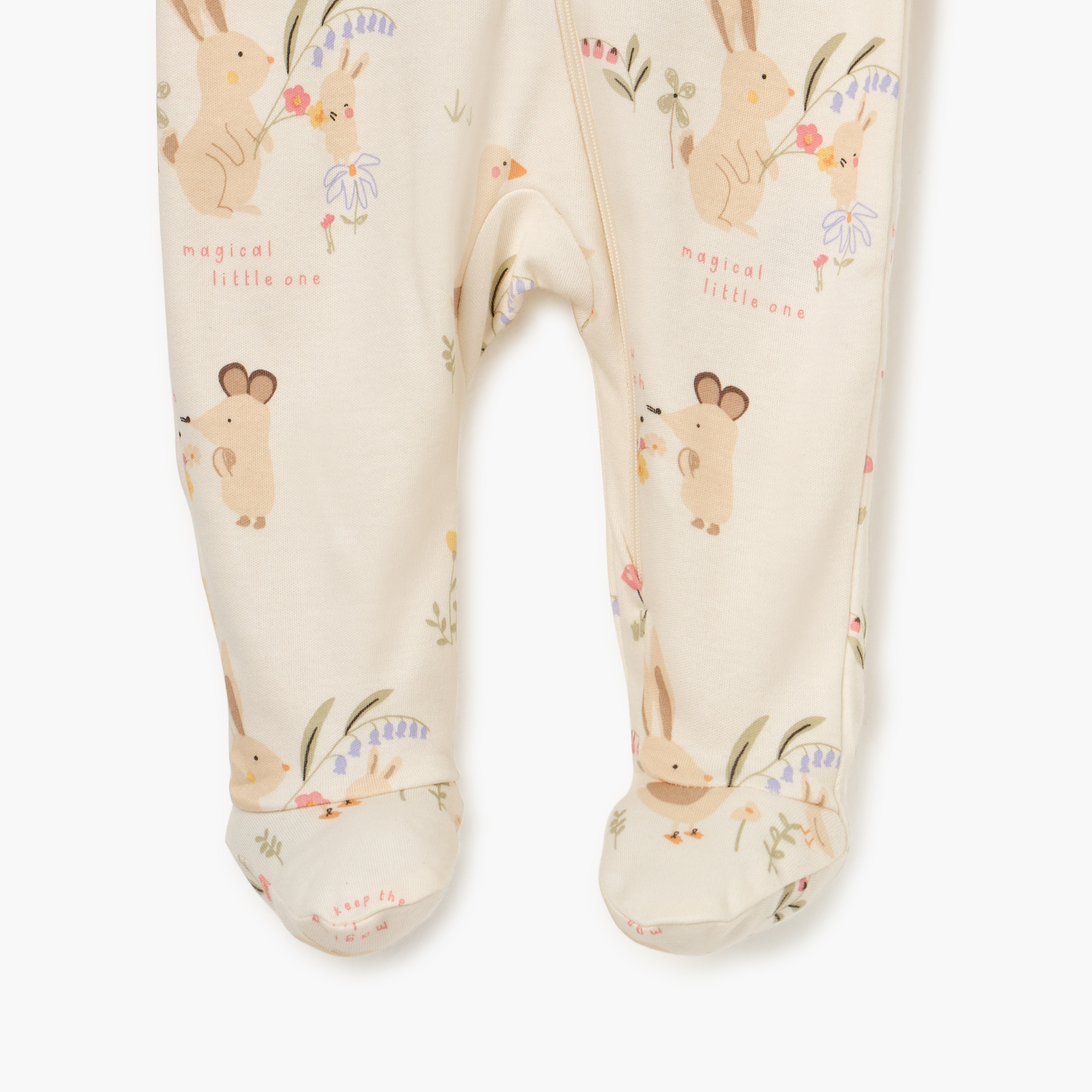 Juniors Printed Sleepsuit with Long Sleeves and Zip Closure-baby-girls-clothing-nightwear-sleepsuits-image-4