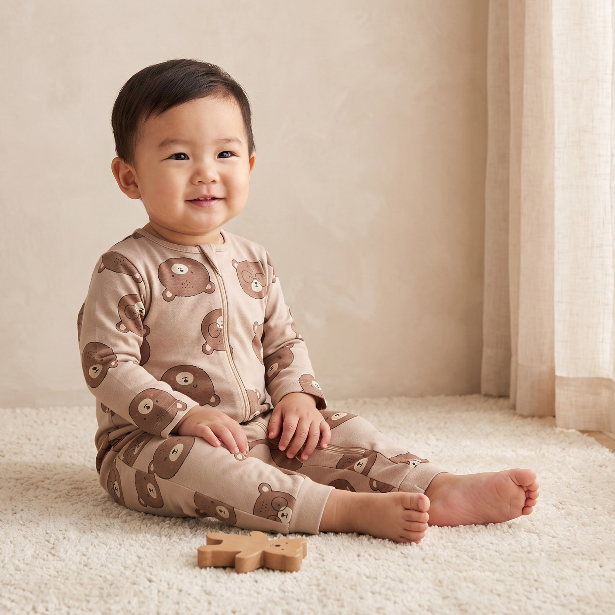 Juniors Cotton Crew Neck Long Sleeves Sleepsuit with Zip Closure-baby-boys-clothing-nightwear-sleepsuits-image-1
