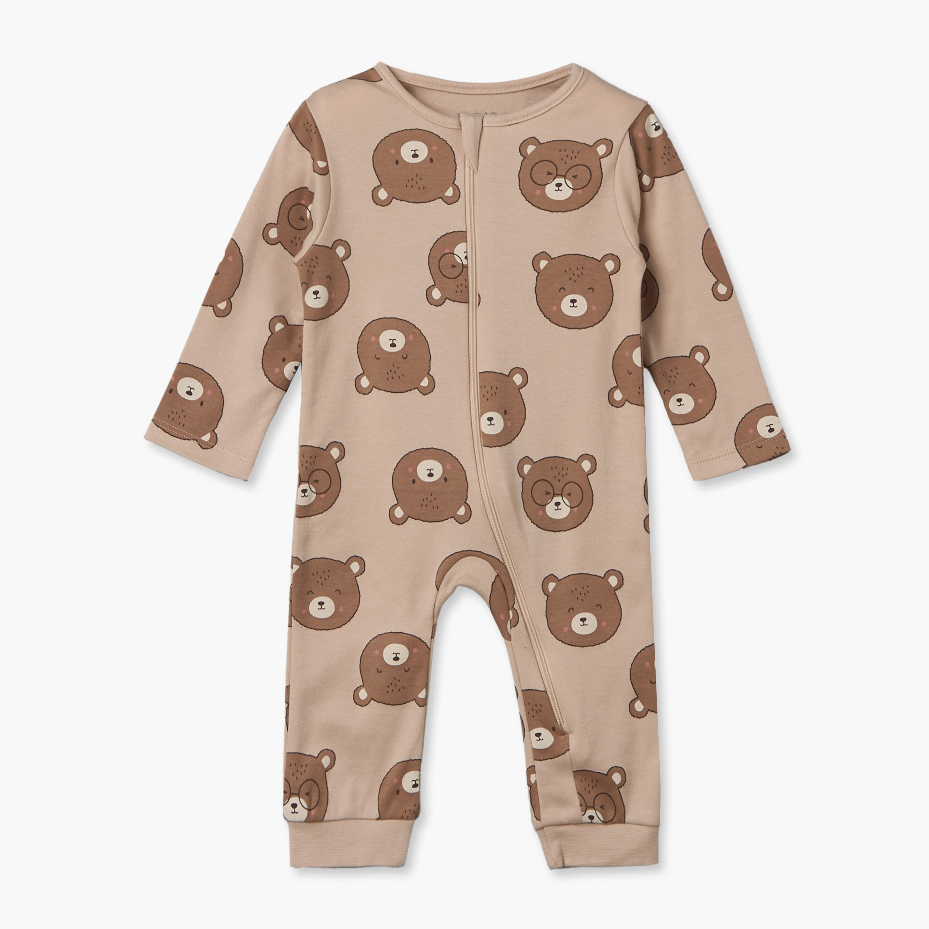 Juniors Cotton Crew Neck Long Sleeves Sleepsuit with Zip Closure-baby-boys-clothing-nightwear-sleepsuits-image-2
